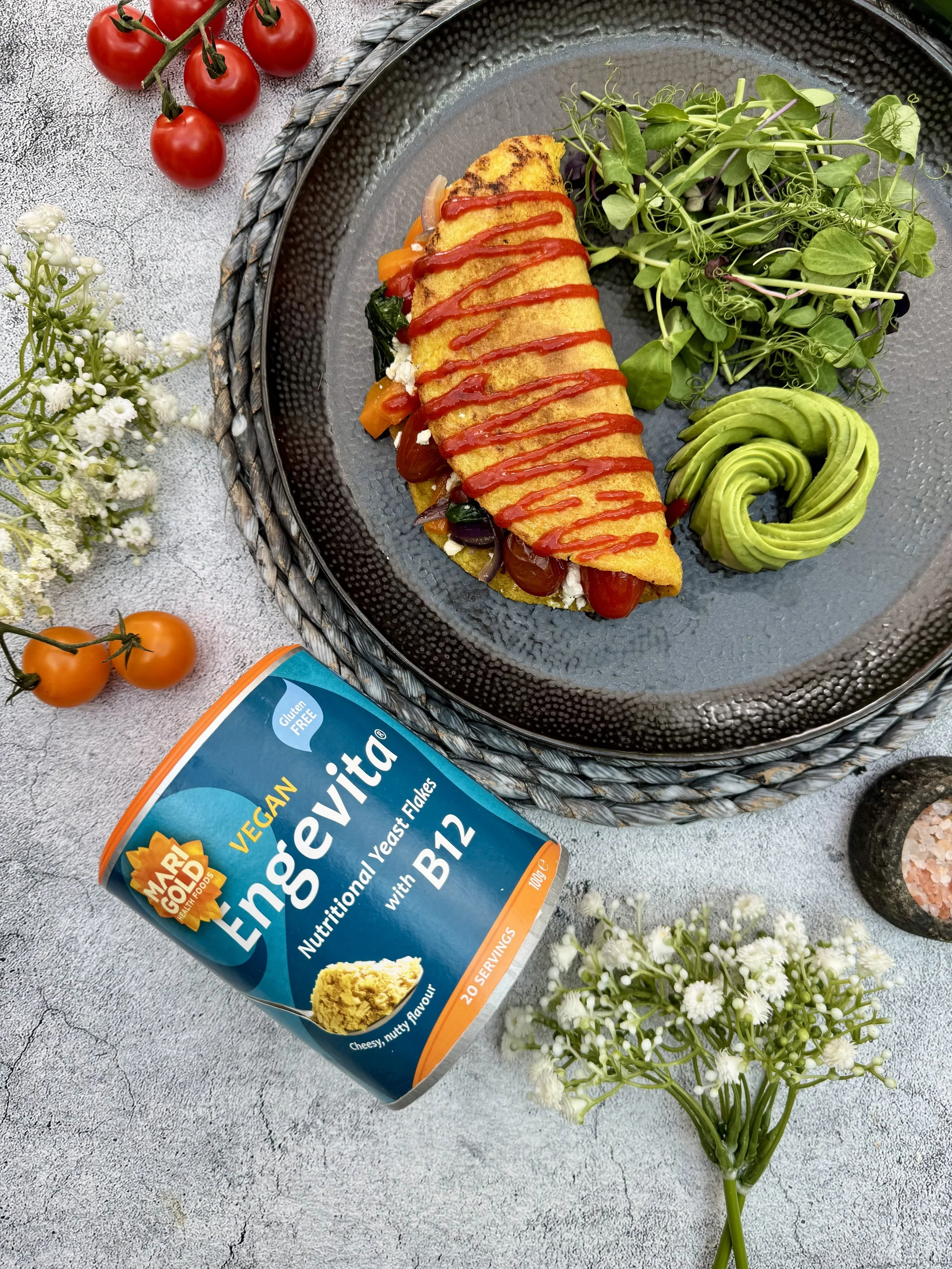 Plant-based omelette with homemade “Just Egg”