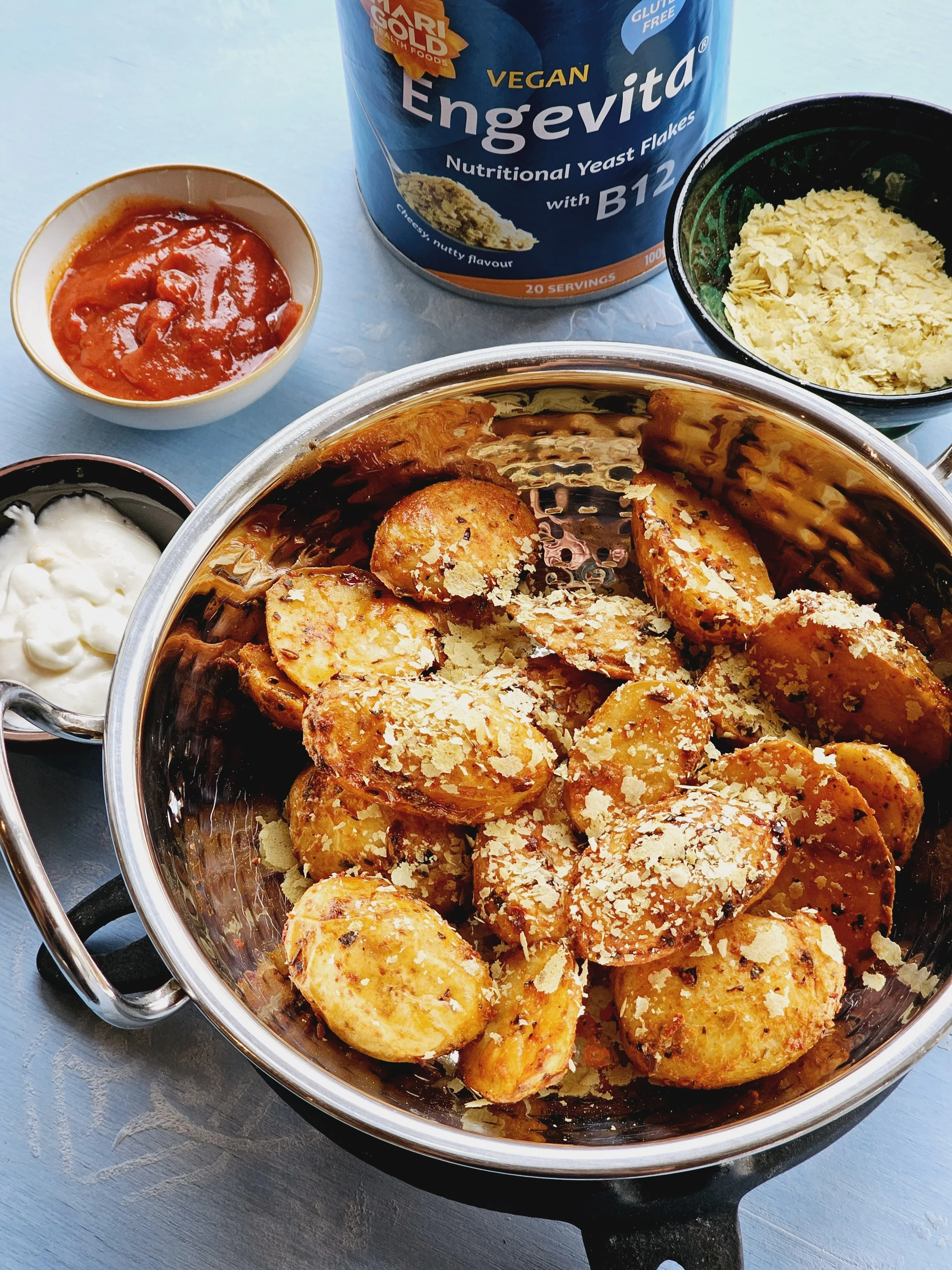 Patatas Bravas with Aioli, BBQ Sauce &amp; Nooch