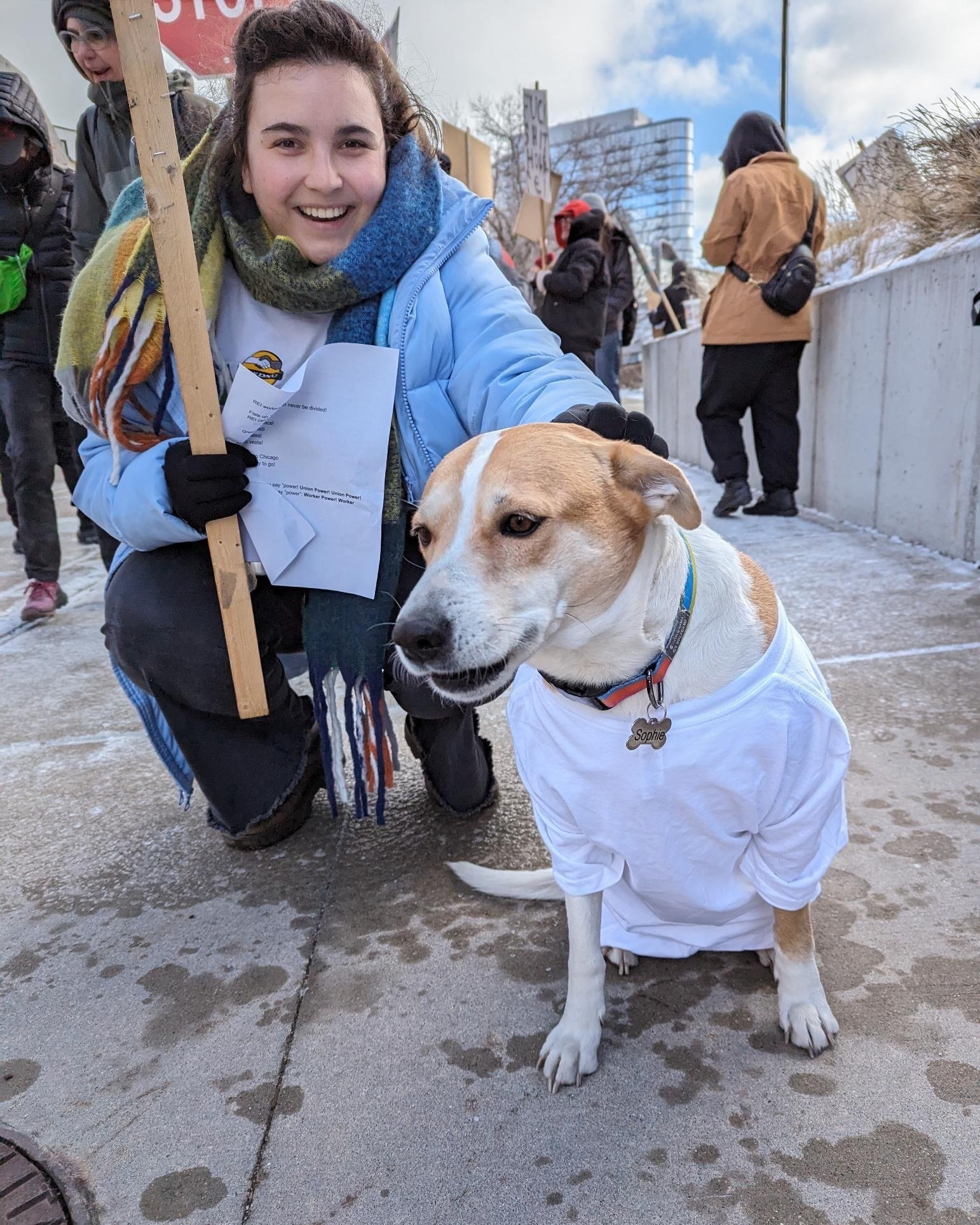 Happy #NationalPetDay from this @reiunion dog who supported @reiunionchicago workers on their ULP strike picket line back in February! Post your union pets and tag us!