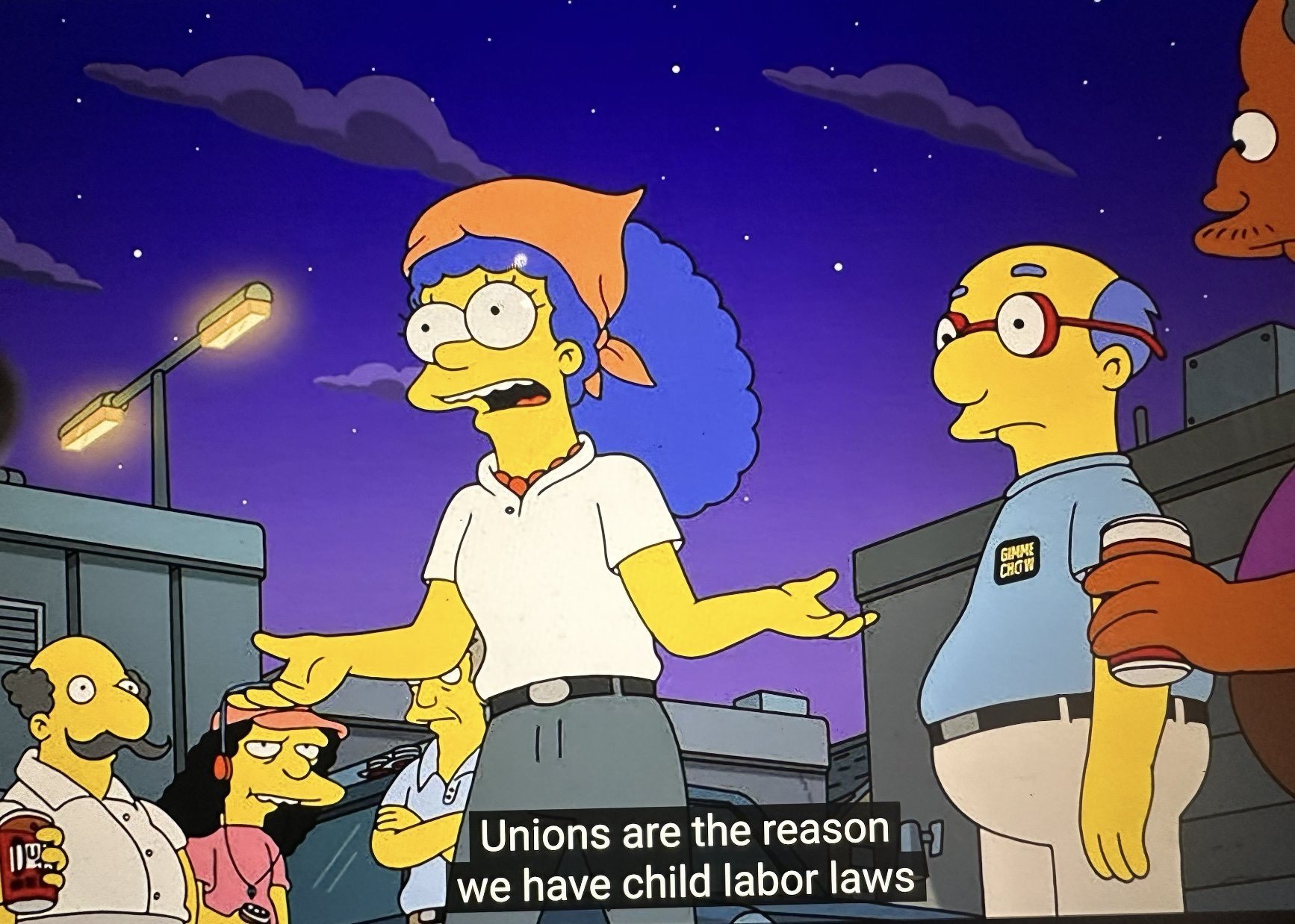 Did you catch the Night of the Living Wage #Simpsons episode that aired last week? Shout out to our union family in @animationguild who worked hard to create such an educational union-themed episode!