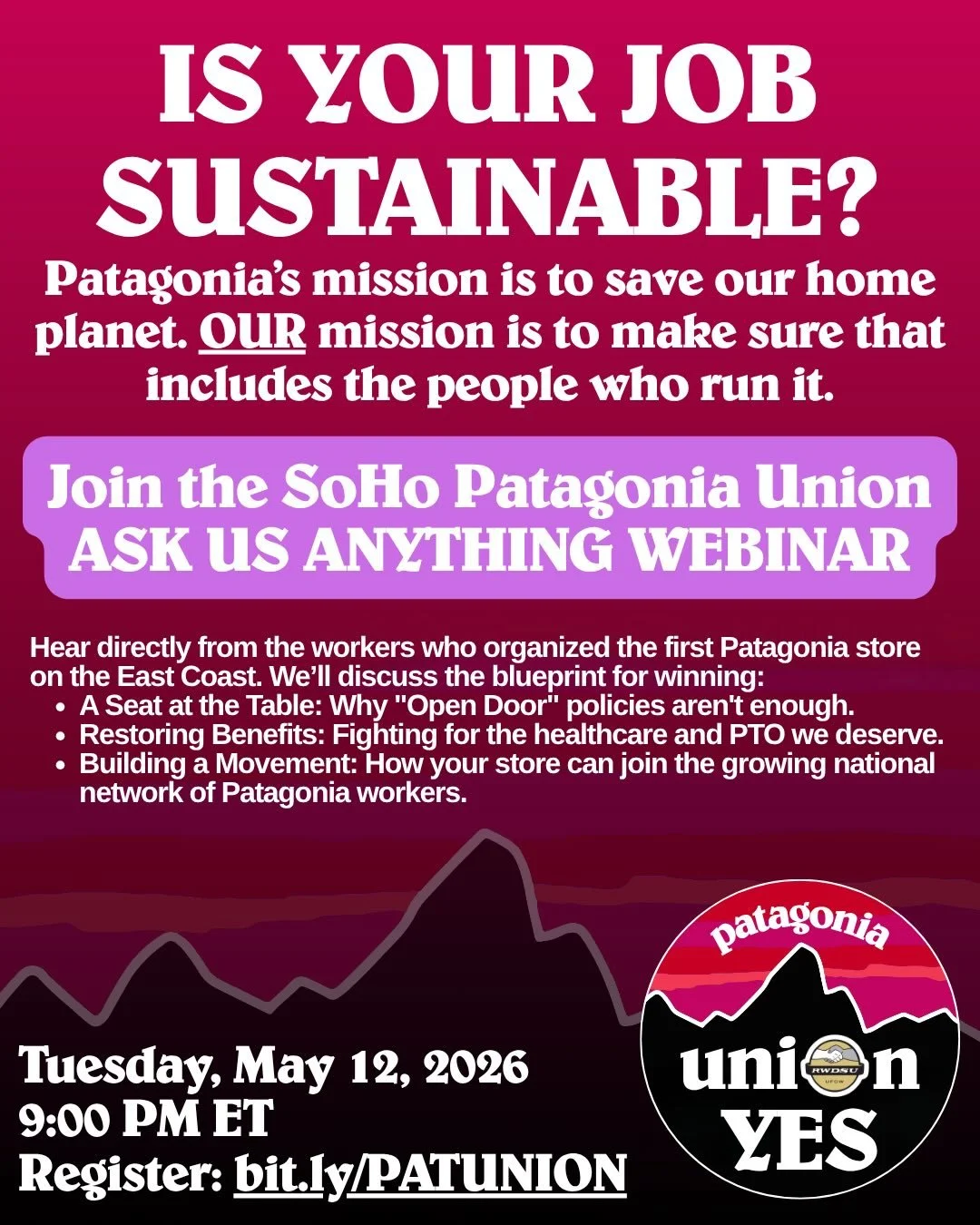 Retail is a career, and it deserves to be treated as such. By unionizing with @rwdsustrong, the workers @Patagoniaunion&rsquo;s SoHo, NY location are taking charge of their professional futures and fighting to restore lost benefits like mental health