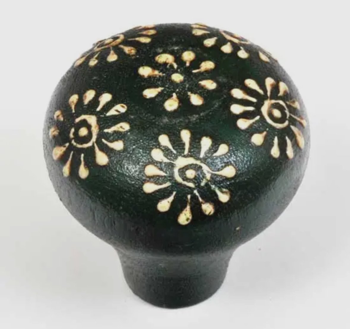 Hand Painted Black Wood Knob