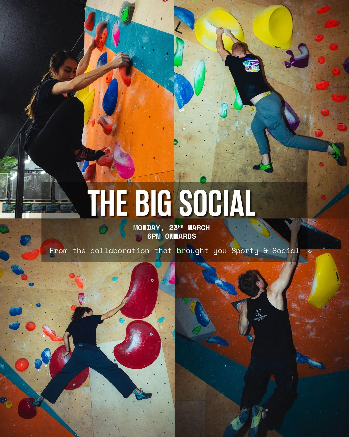 From the collaboration that brought you Sporty &amp; Social, the Big Social is an event for every level and relationship status.

If you&rsquo;re a social adventurer looking to meet like-minded people who love fitness and fun, our climbing meet-ups a