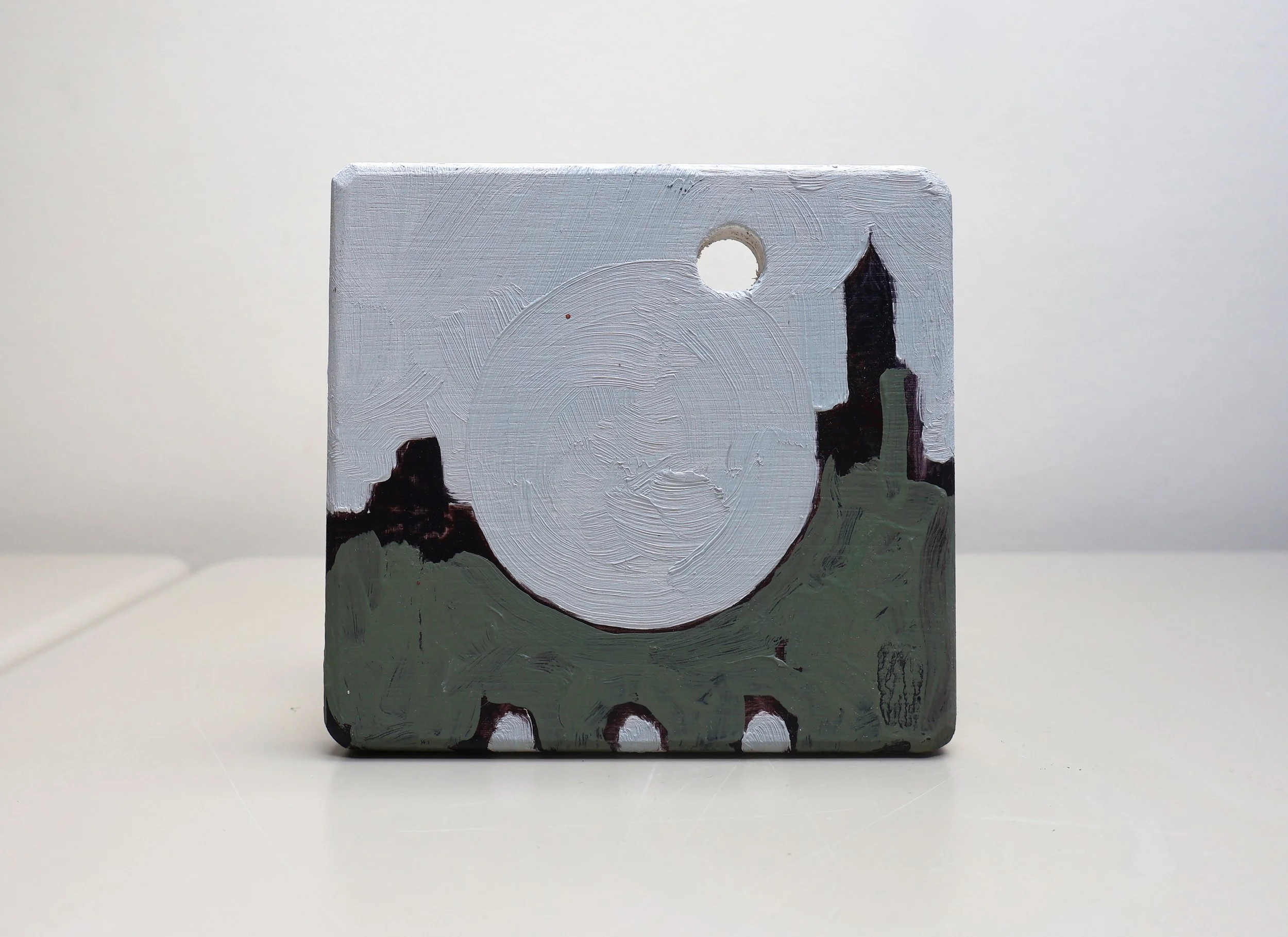 And I Think of That Circle of Sky, oil on plywood, 11.5 x 10.5 cm, 2025