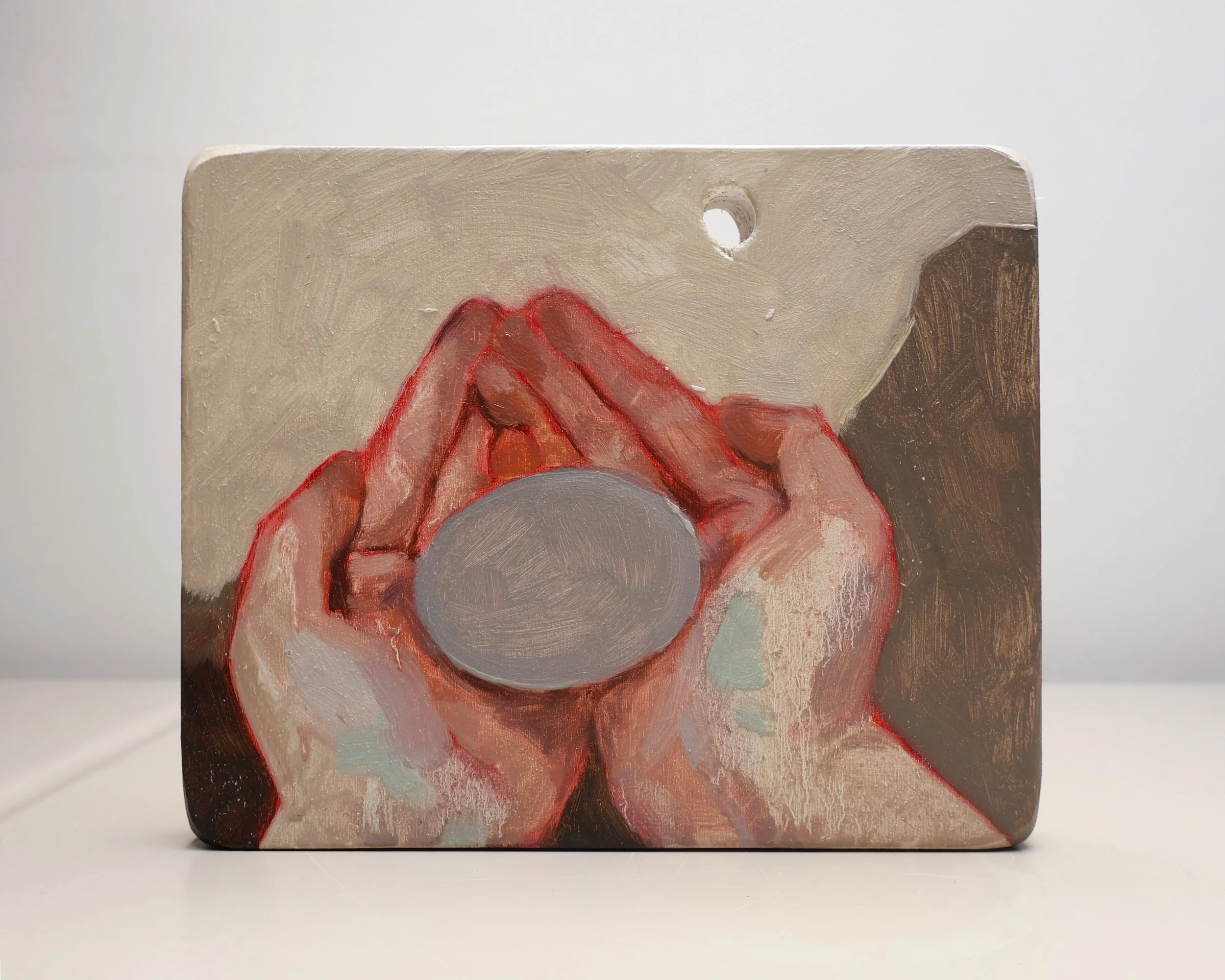 Blue with You, Now Grey in My Hands, oil on plywood, 17 x 14 cm, 2025