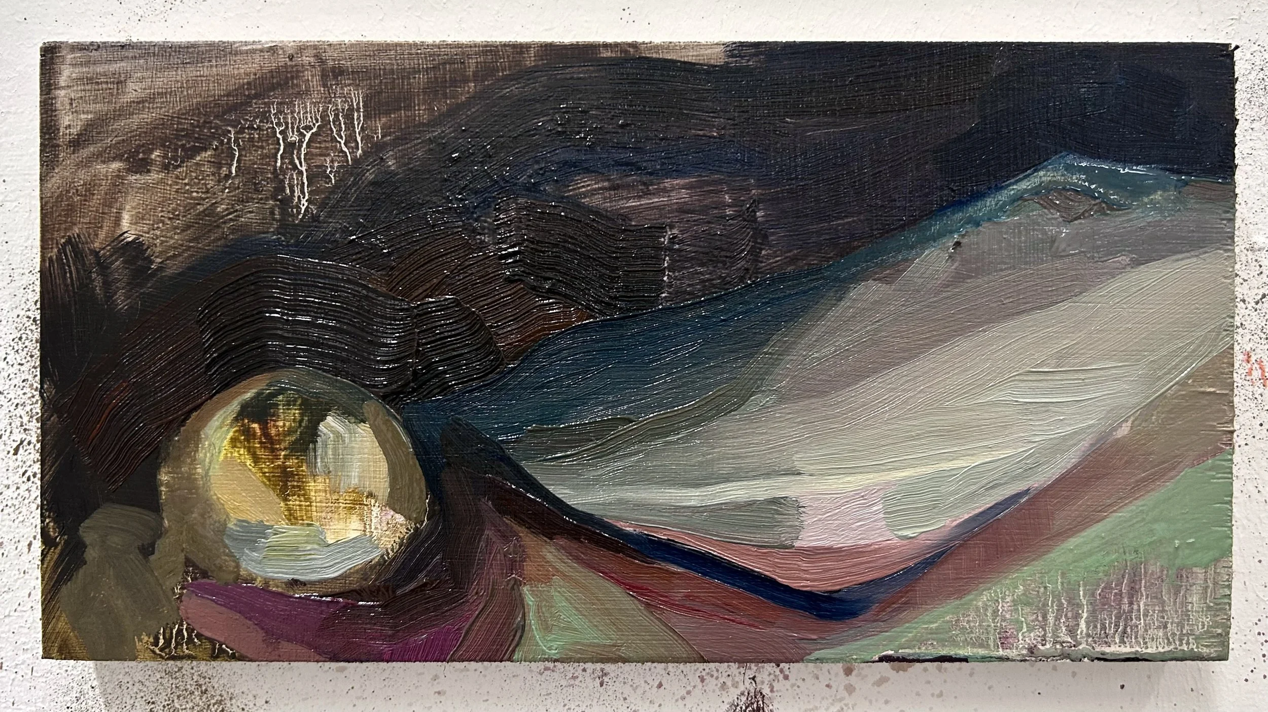 Tracing Paper?, oil on plywood, 12 × 23 cm, 2024