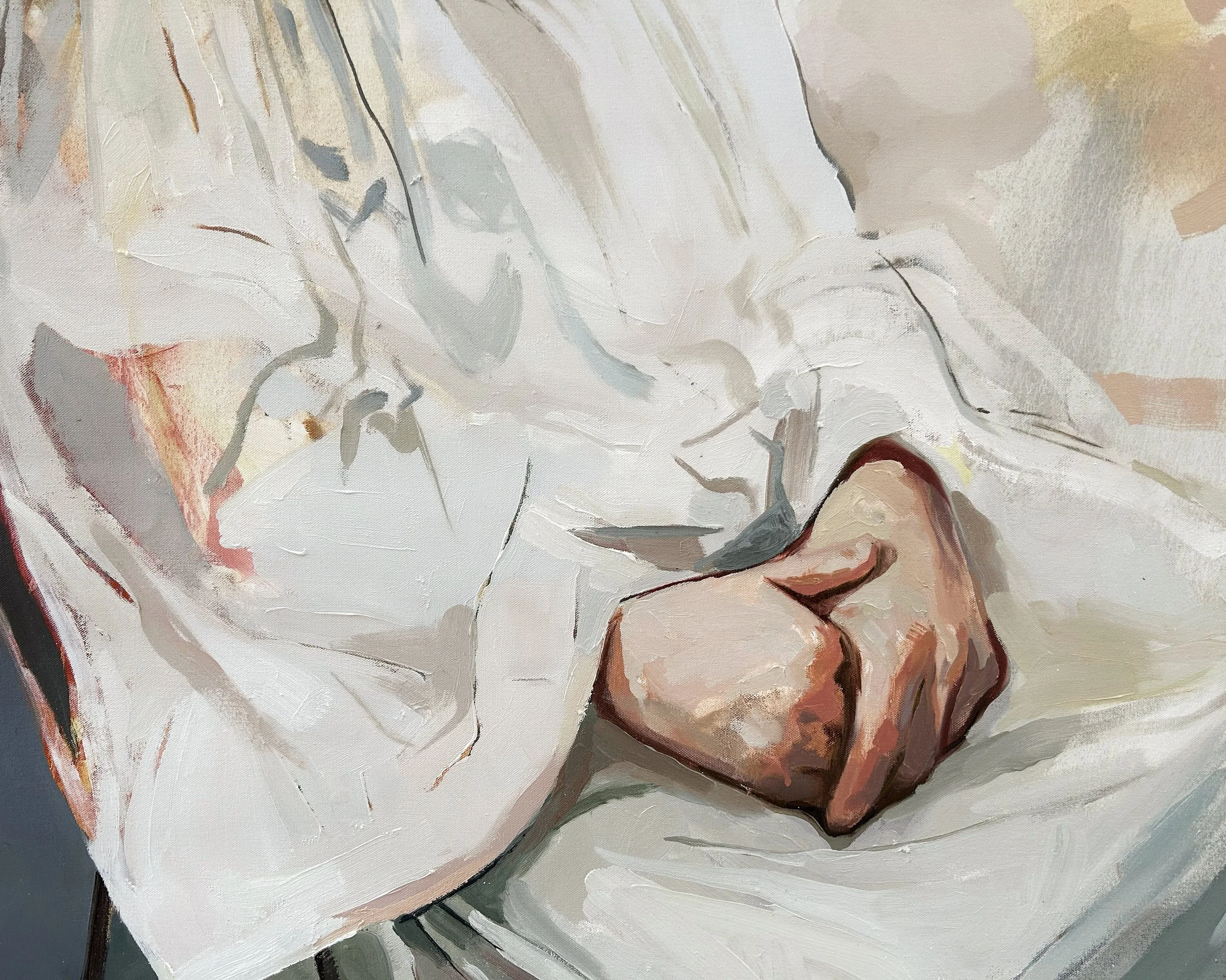 DETAIL OF: Chalk in My Palm, oil on canvas, 180 x 230 cm, 2025
