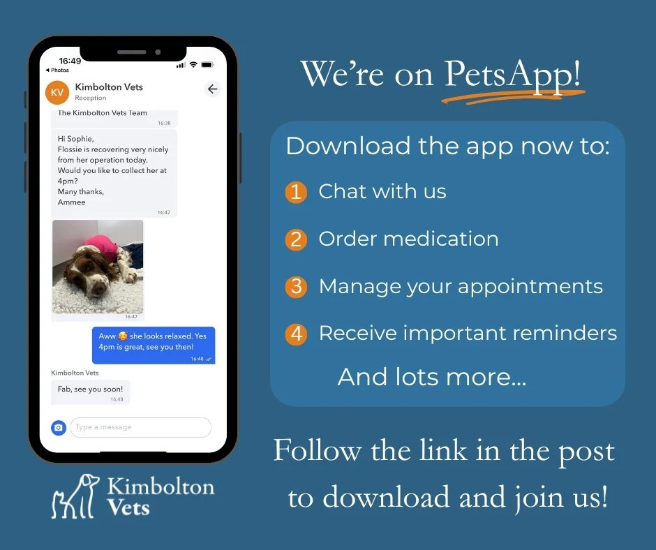 🐾 We&rsquo;re now on PetsApp! 📱

You can now message us, order medication and get reminders for your pet&rsquo;s treatments, all in one place.

It&rsquo;s quick, easy, and free to use. Download here:
👉 https://petsapp.com/ml/iy4Y1bFco6QH7FKo6

We&