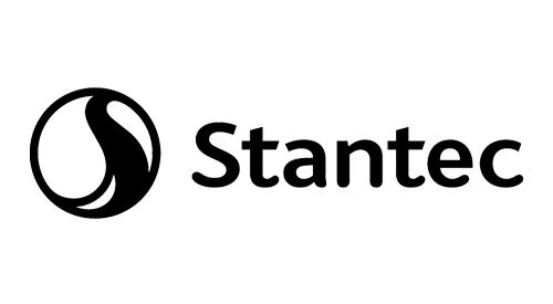 Stantec logo with black stylized "S" symbol and the company name in black text.