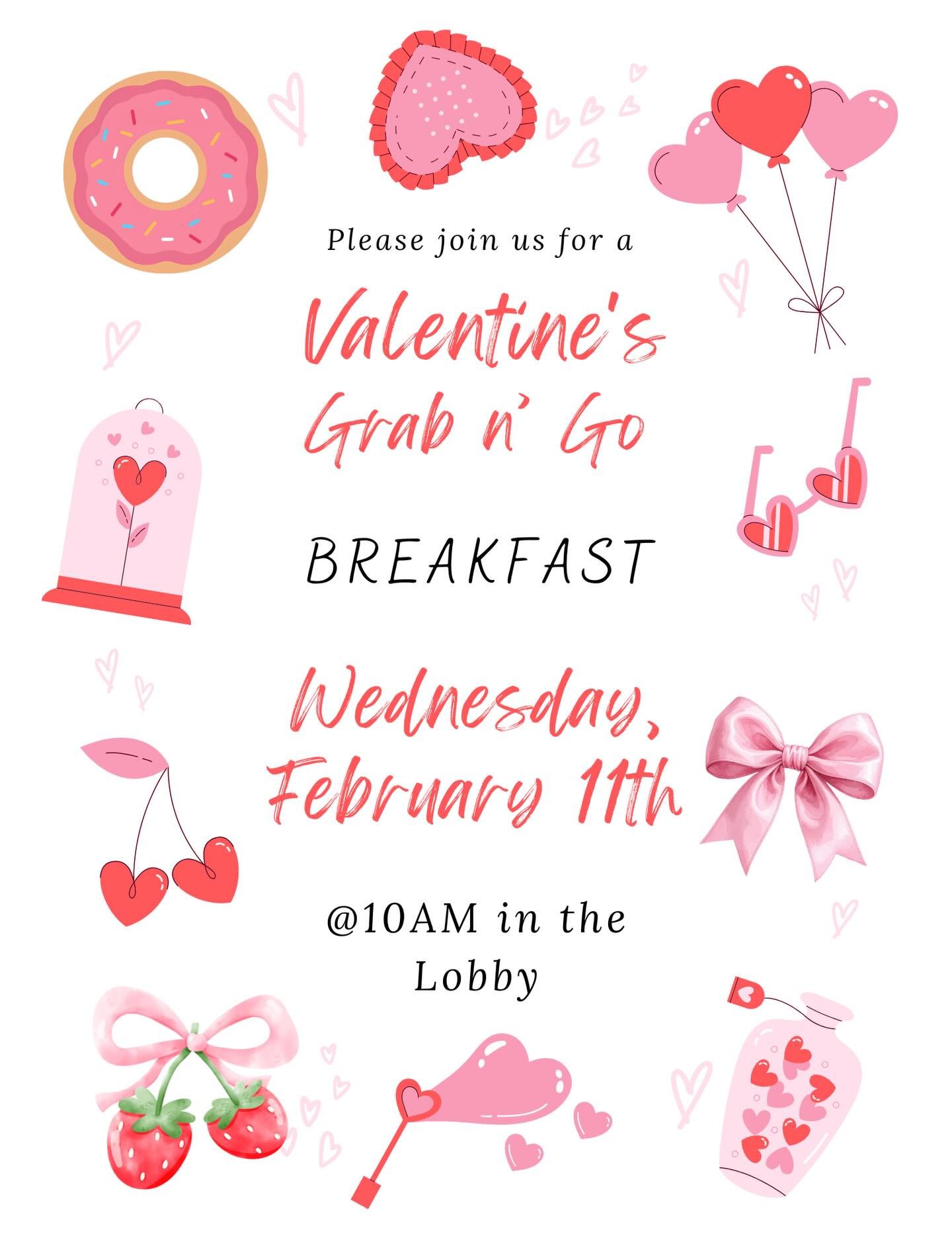 Valued Residents! On February 11th join us for our Valentine&rsquo;s Day inspired grab &lsquo;n go breakfast 💘 there will be an assortment of breakfast fare and juice! #northshoreflats #downtownpittsburgh #pittsburgh #pittsburghspartments