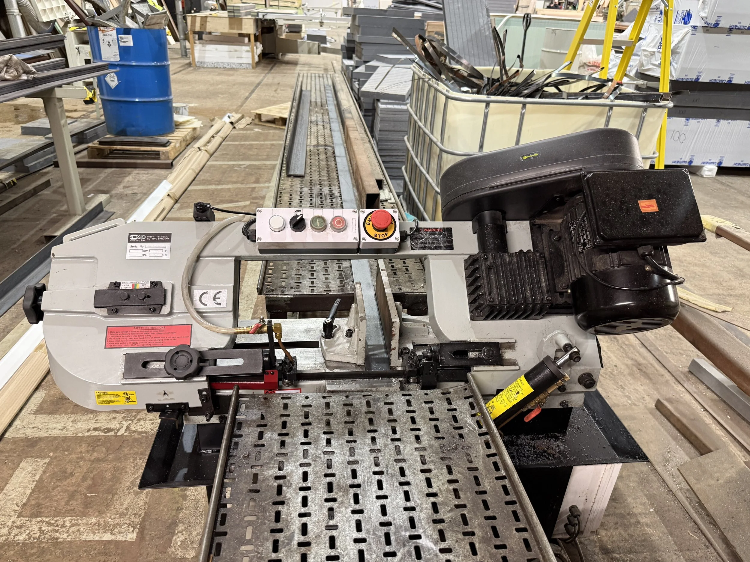 Horizontal bandsaw used to replace a chop saw, much lower noise levels