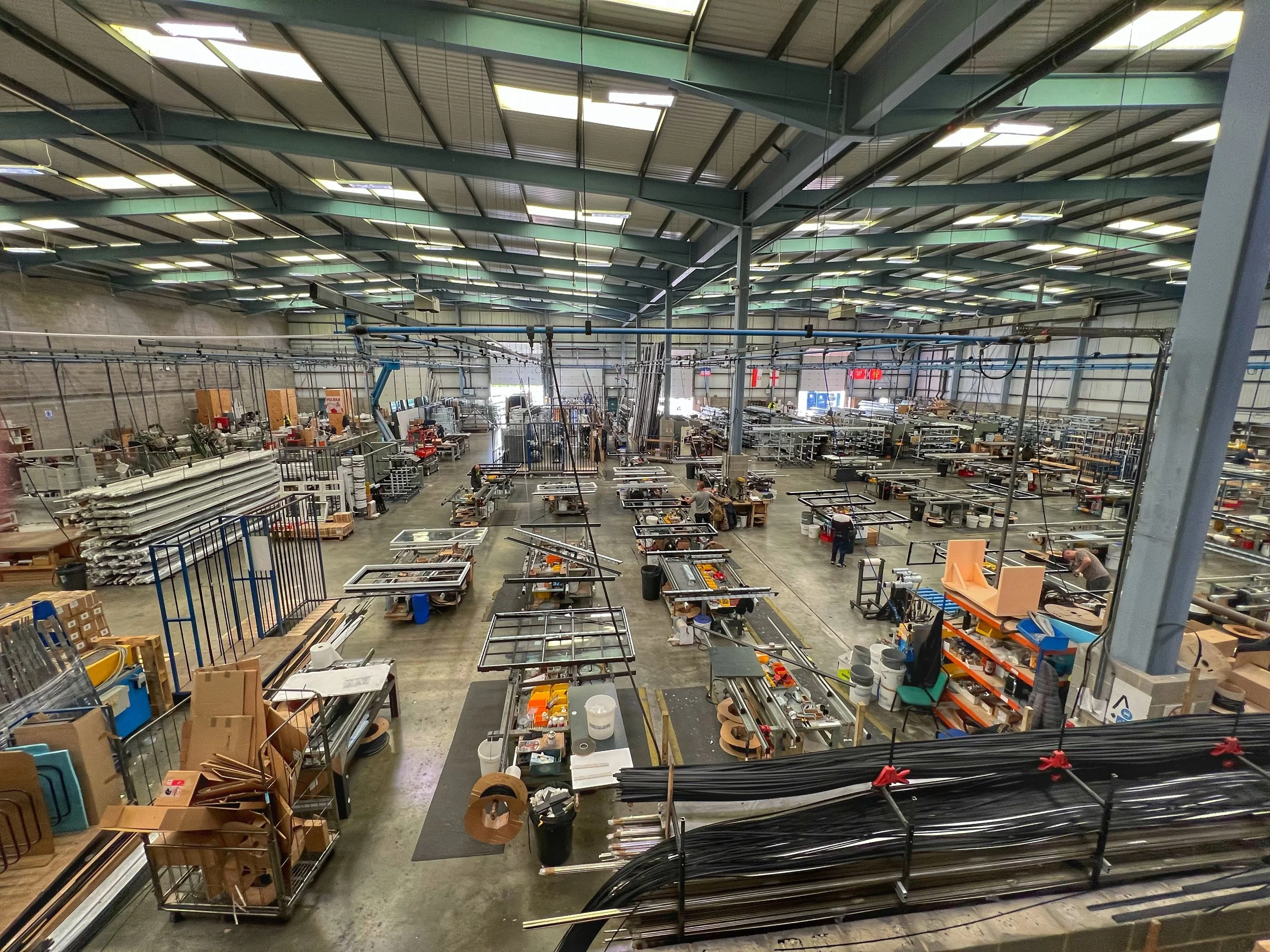 Noise assessment being done in a double glazing factory - this is looking out over the factory floor.
