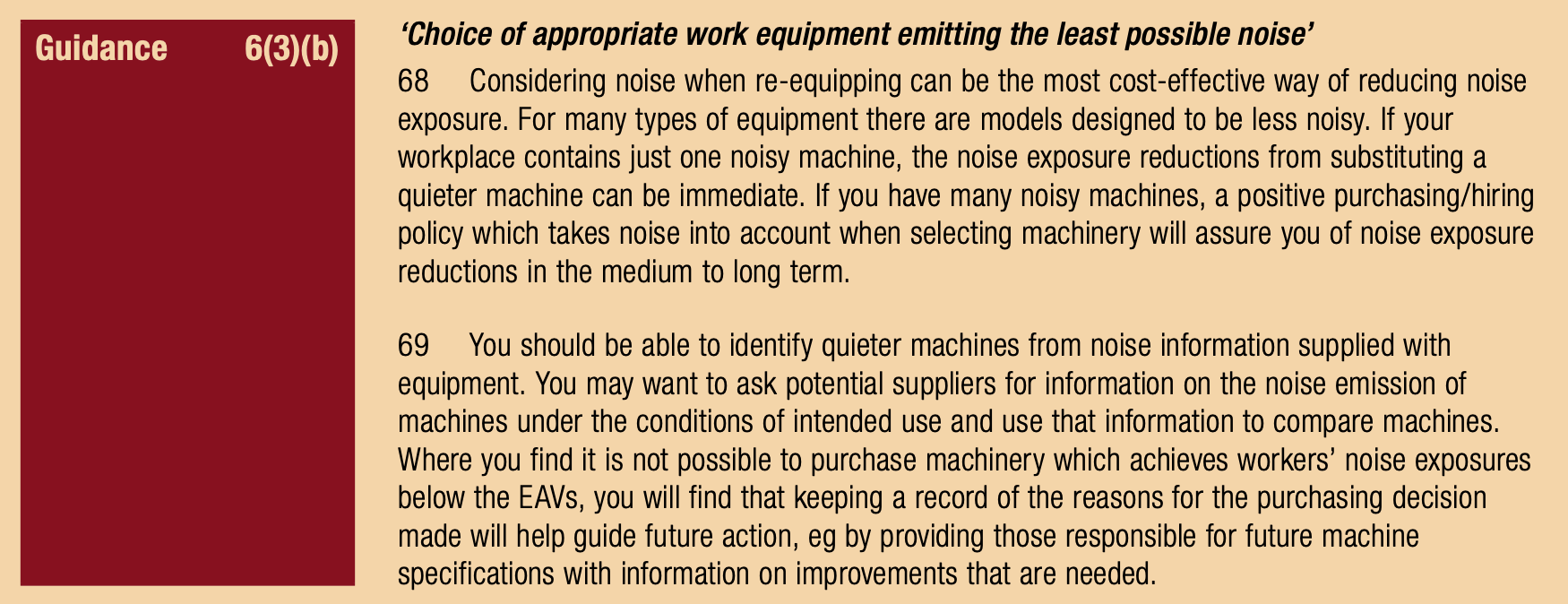 L108 extract saying employers shall choose tools with the lowest noise level.