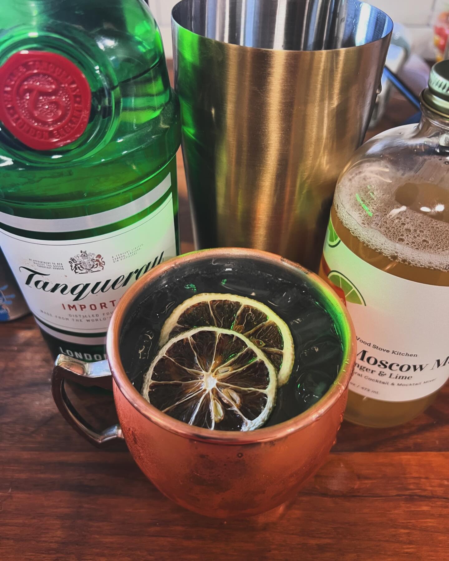 Easy cocktail tonight using the ginger and lime cocktail mix and dried lime garnish!