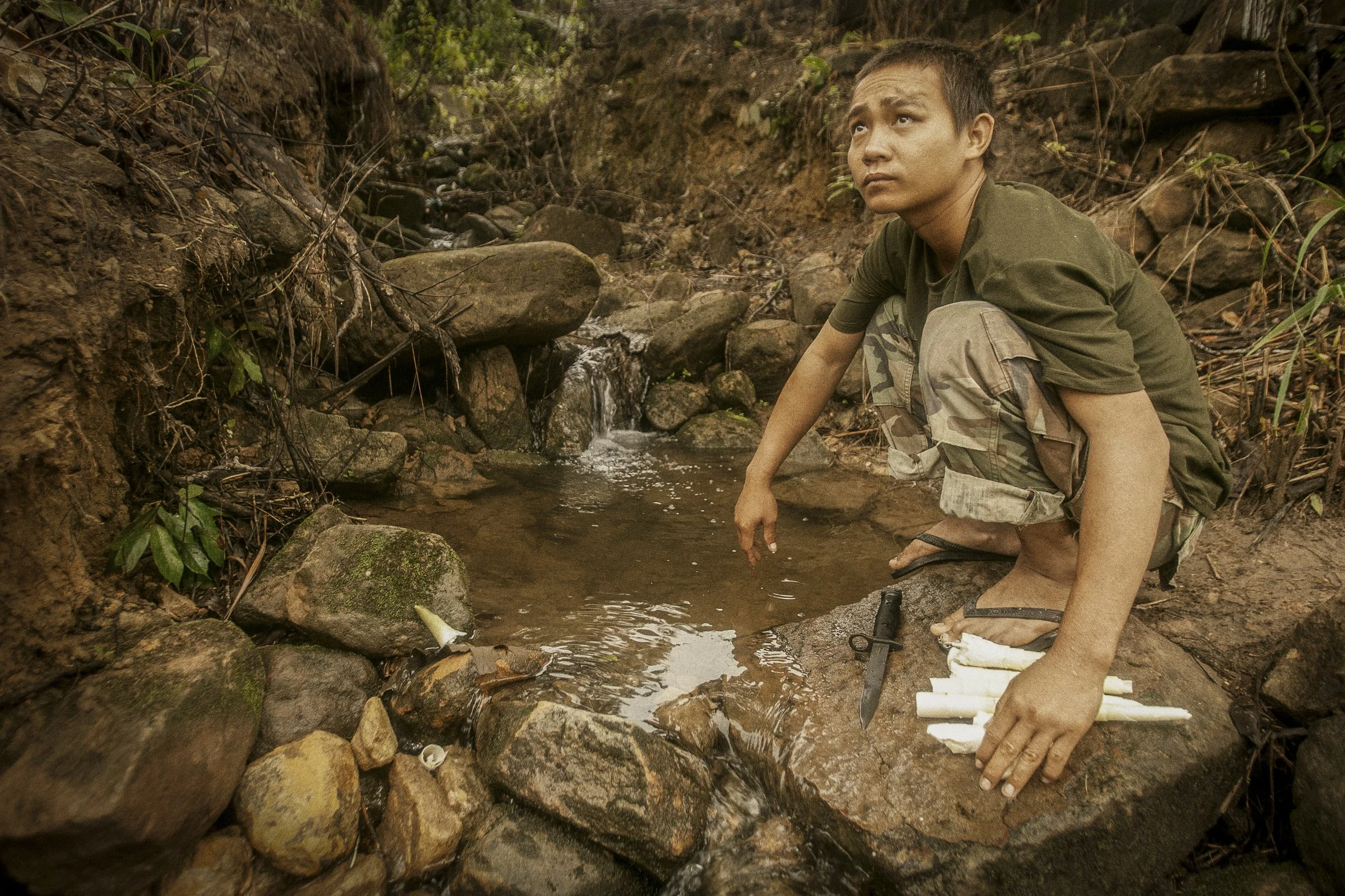 Food preparation in this pooling mountain stream as soldiers adapted to and functioned well amidst very rustic conditions.