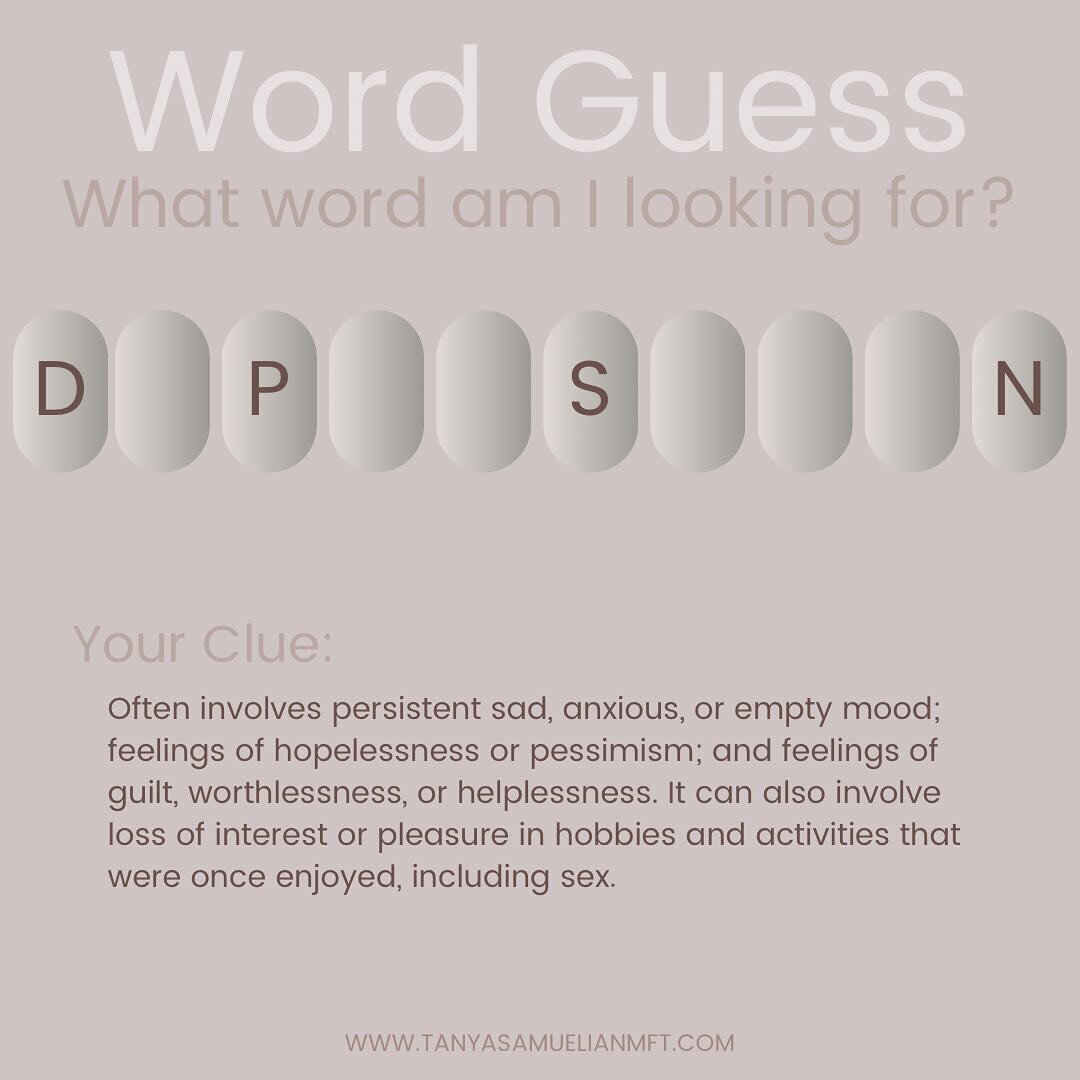 Did you guess correctly?!
&mdash;
*DEPRESSION* Depression is a mental health disorder characterized by persistent feelings of sadness, hopelessness, and a lack of interest in activities that once brought joy. It can also manifest as changes in appeti