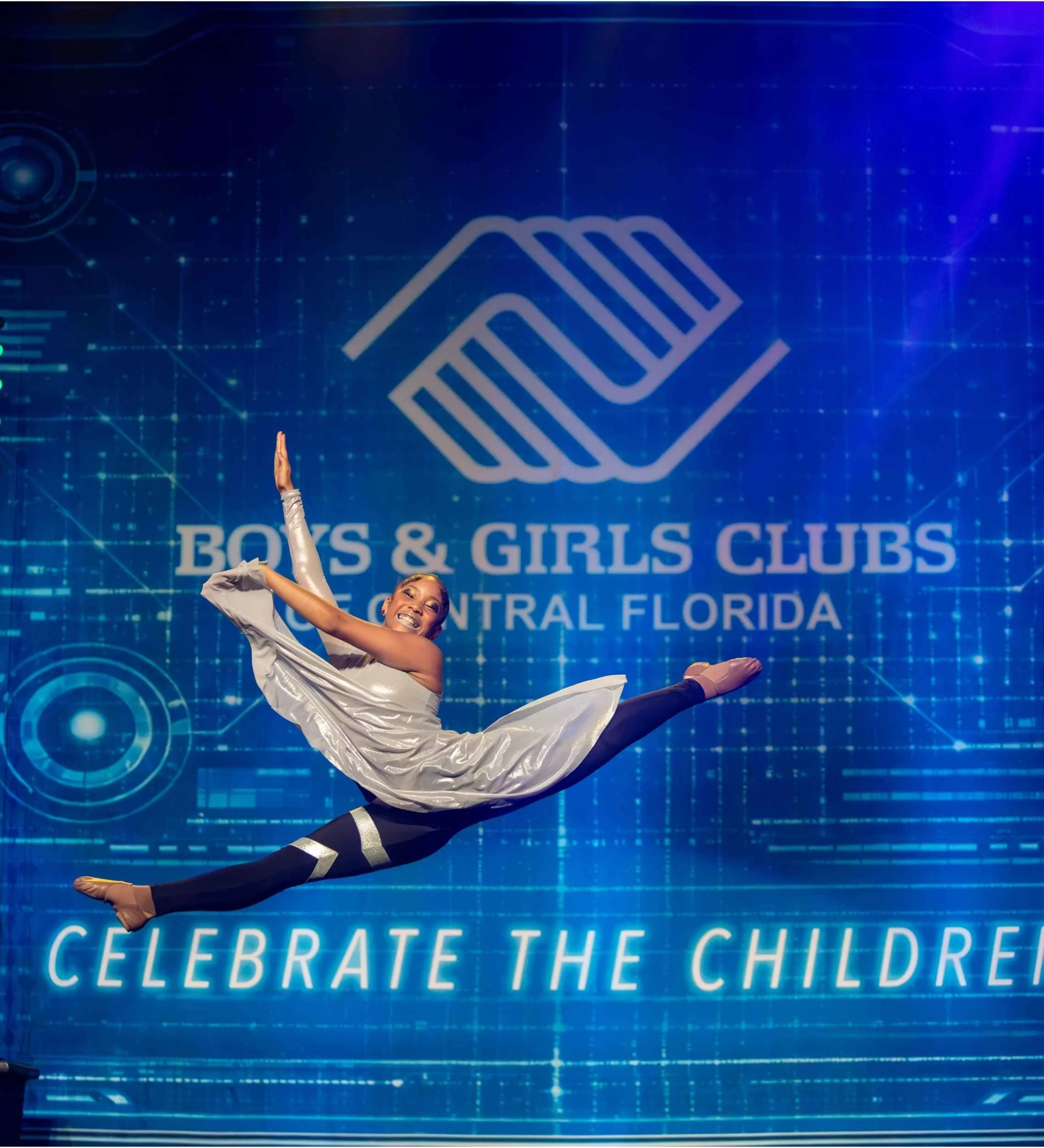 Young dancer performing on stage during the Celebrate the Children gala at Rosen Shingle Creek