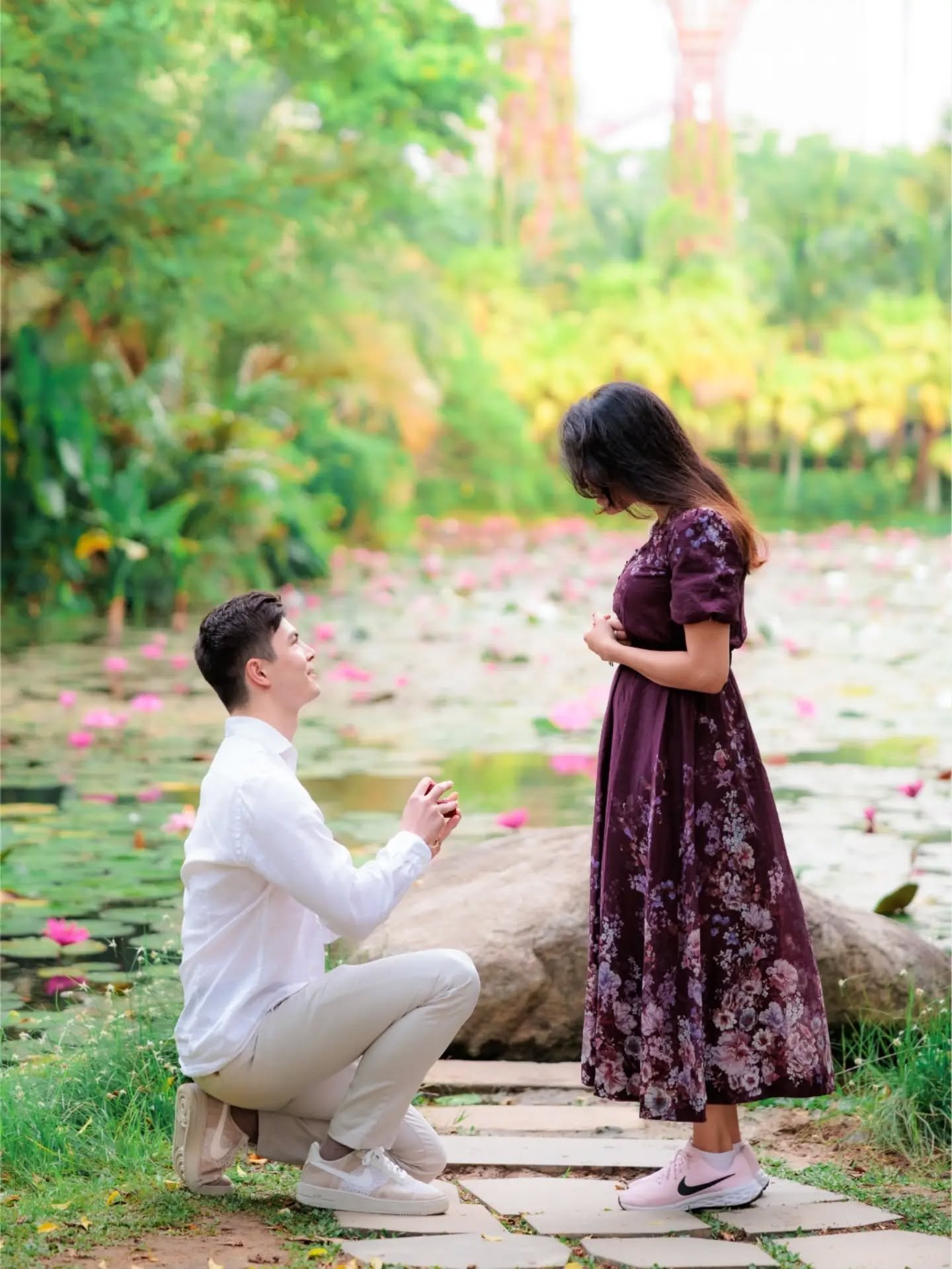 C + S Proposal
The teary moment when S leaned down to hear what C was saying. Even though I couldn't hear what they were saying, I was tearing along with them.

The rain held off until after their sweet proposal too :')

Pls send special requests lik