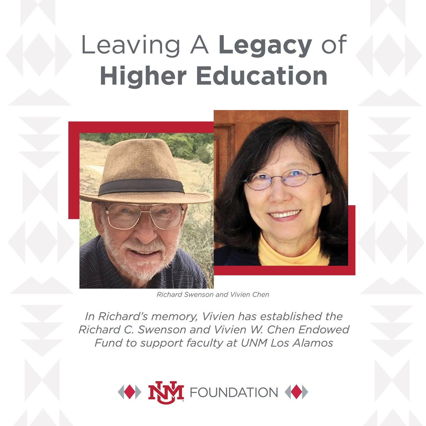 A computer glitch once seated Vivien Chen next to Richard Swenson on a flight. That moment sparked a connection that would shape the rest of their lives.

In Richard&rsquo;s memory, Vivien has established the Richard C. Swenson and Vivien W. Chen End