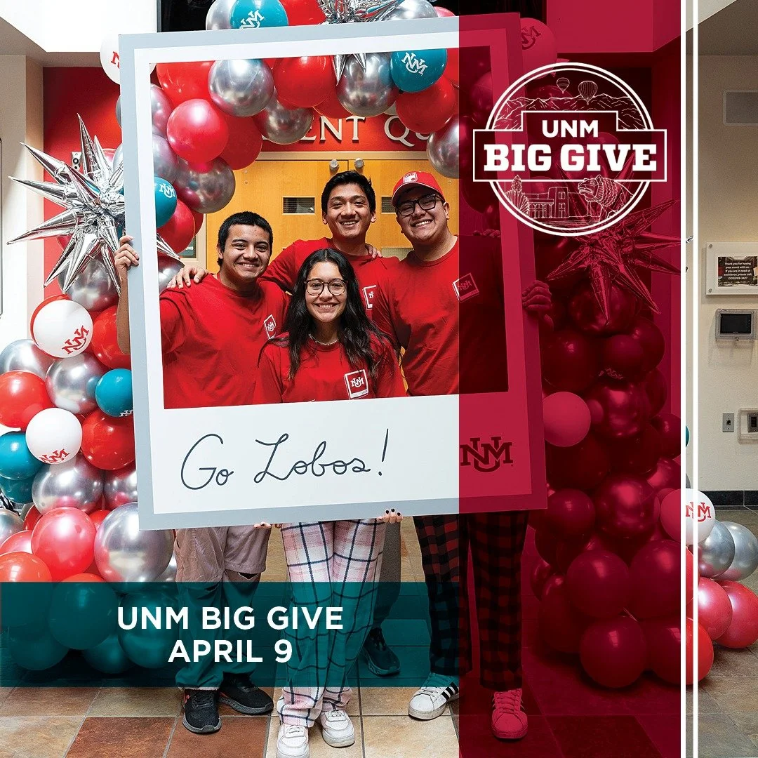 Not every gift looks the same and that&rsquo;s kind of the point. 🐺

Whether it&rsquo;s $5 or $50, it all adds up on April 9 for UNM Big Give.

This one day of giving helps support students, programs, research, and care across UNM.

Save this for la
