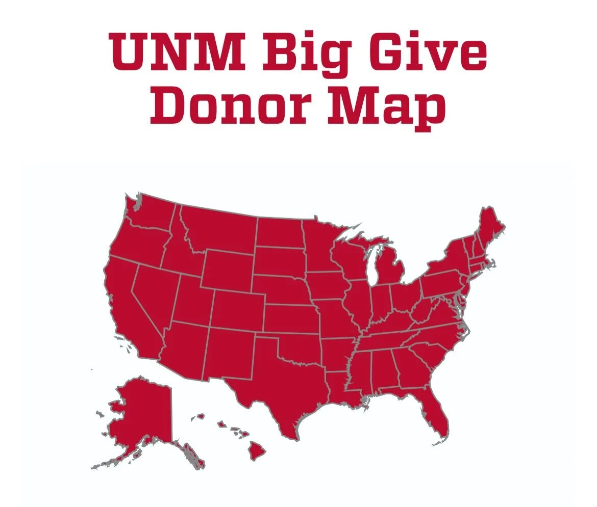 The #UNMBigGive donor map is officially filled.

Thank you, Lobos. Your support shows just how far our community reaches. 🐺 

There&rsquo;s still 2 hours left to make an impact. Be part of UNM Big Give today.

🔗 Link in bio