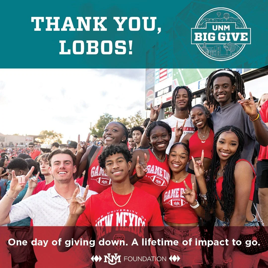 Thank you, Lobos ❤️

One day of giving. A lifetime of impact.

We&rsquo;re so grateful for everyone who showed up and made UNM Big Give what it is.

#UNMBigGive
