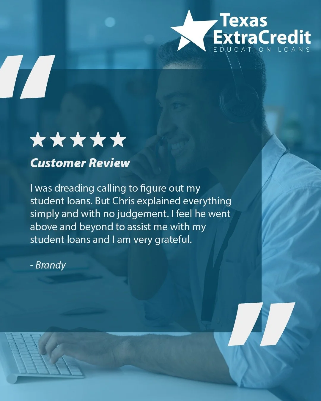 Going above and beyond is just what we do! Check out why this customer is thrilled with our service. #TexasExtraCredit #HESCLoans #CustomerService #StudentLoans
