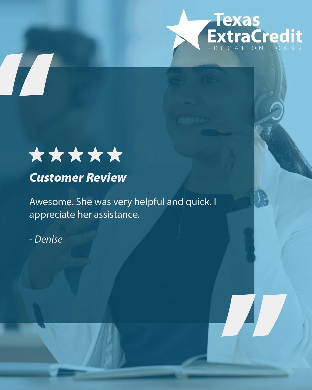 Going above and beyond is just what we do! Check out why this customer is thrilled with our service. #TexasExtraCredit #HESCLoans #CustomerService #StudentLoans