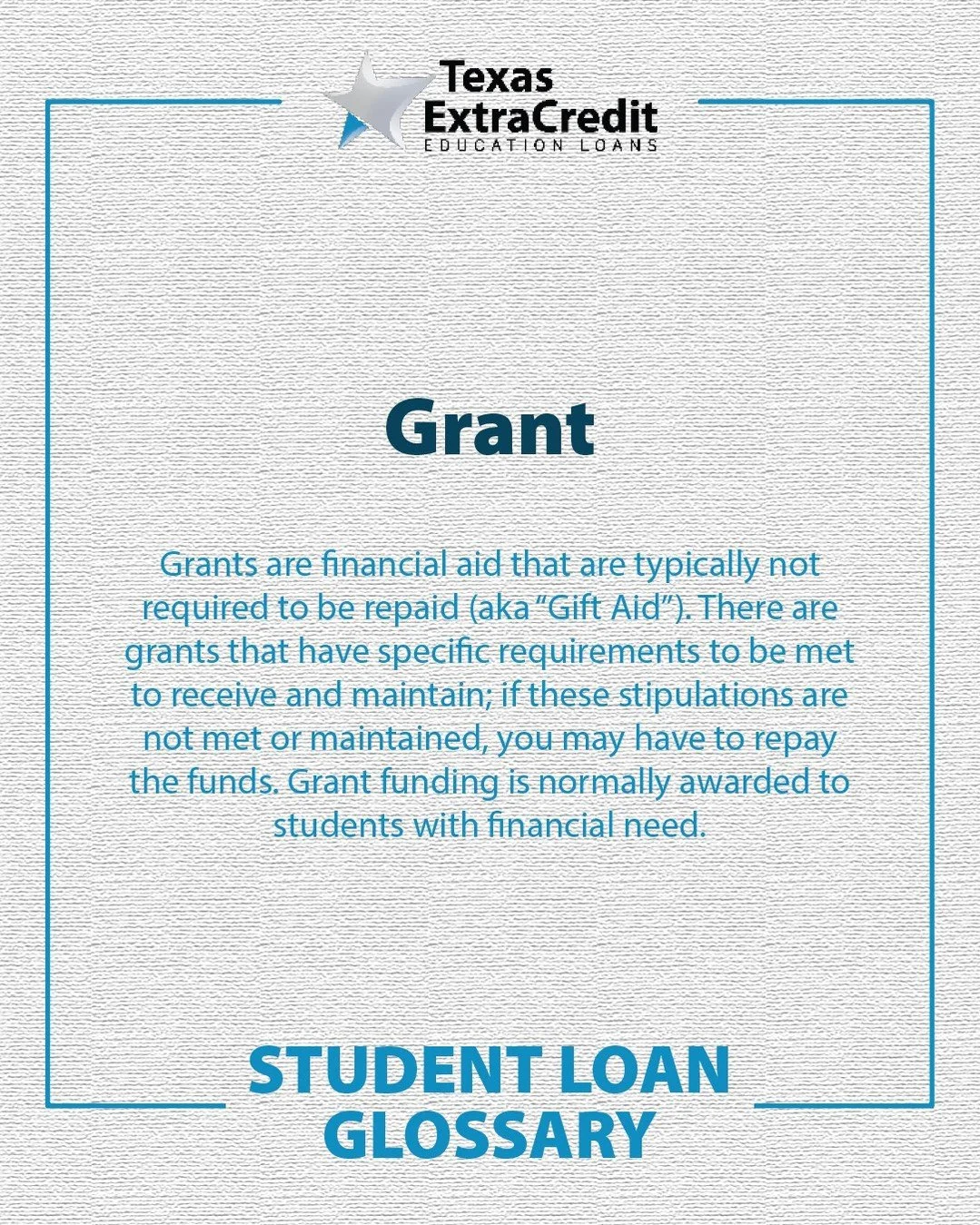 🎓 Empowering students and parents one term at a time! Learn the language of financial aid so you and your family can make informed decisions and take control of your borrowing journey.

#StudentLoanGlossary #FinancialTerms101 #TexasExtraCredit #Stud