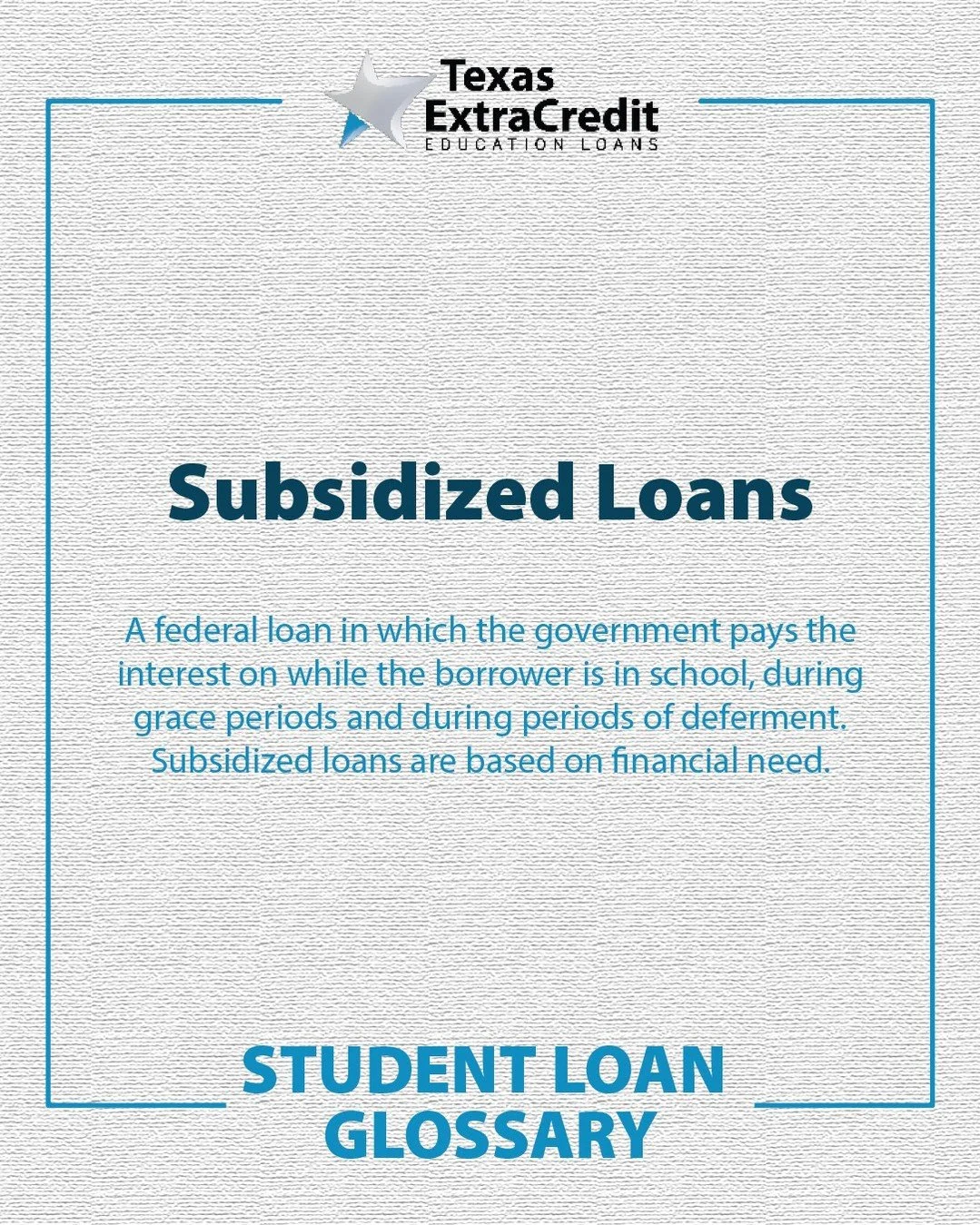 📚 Knowledge is power! Expand your financial vocabulary with this week&rsquo;s student loan glossary term and make confident decisions for your future. A smarter tomorrow starts today!

 #StudentLoanGlossary #FinancialTerms101 #TexasExtraCredit #Stud