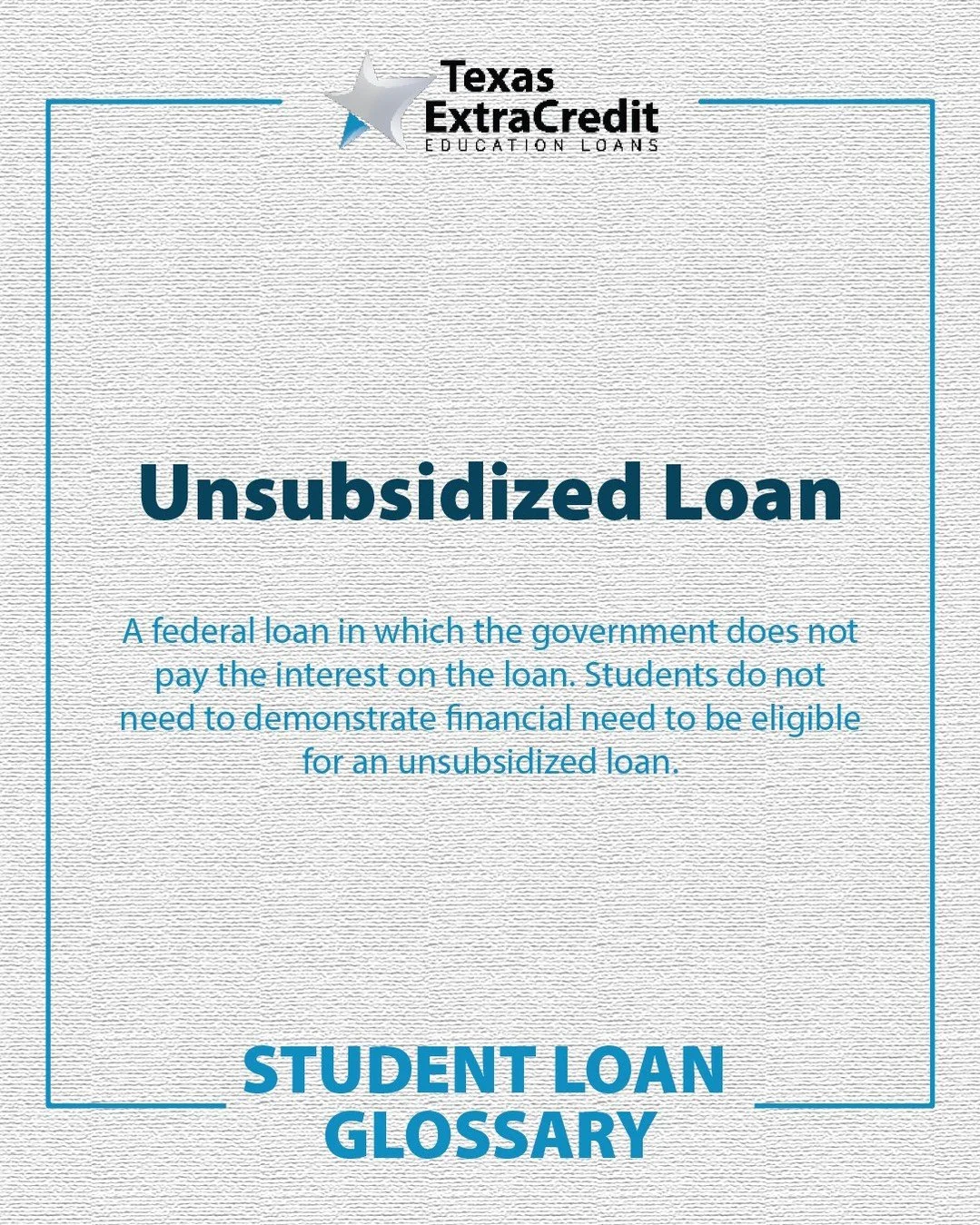 📚 Knowledge is power! Expand your financial vocabulary with this week&rsquo;s student loan glossary term and make confident decisions for your future. A smarter tomorrow starts today! 

#StudentLoanGlossary #FinancialTerms101 #TexasExtraCredit #Stud