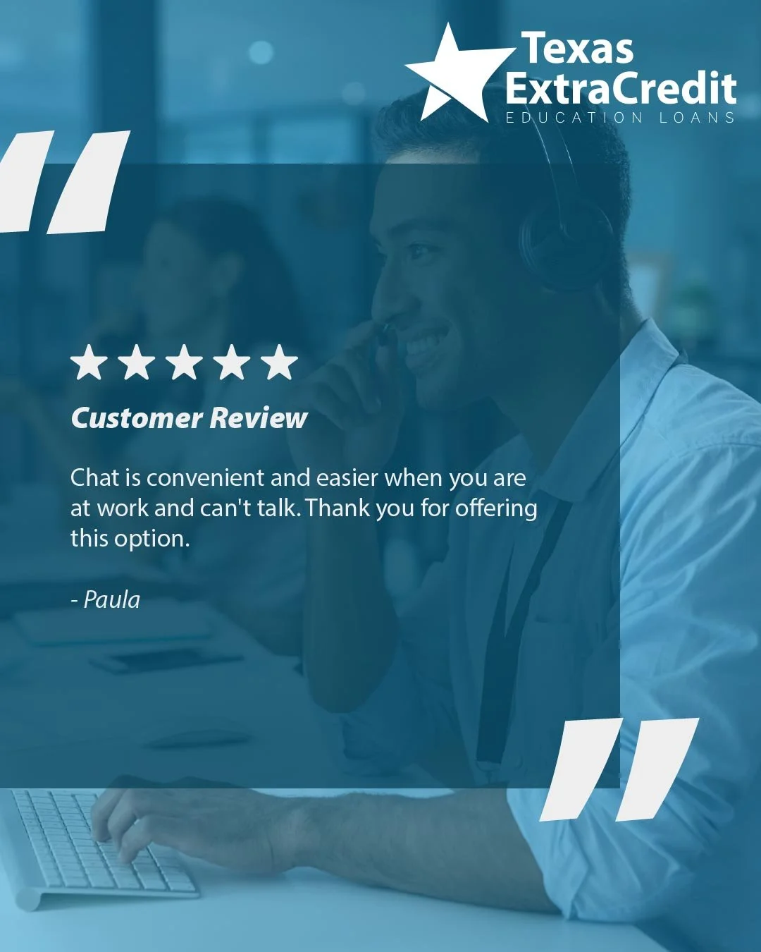Going above and beyond is just what we do! Check out why this customer is thrilled with our service. #TexasExtraCredit #HESCLoans #CustomerService #StudentLoans