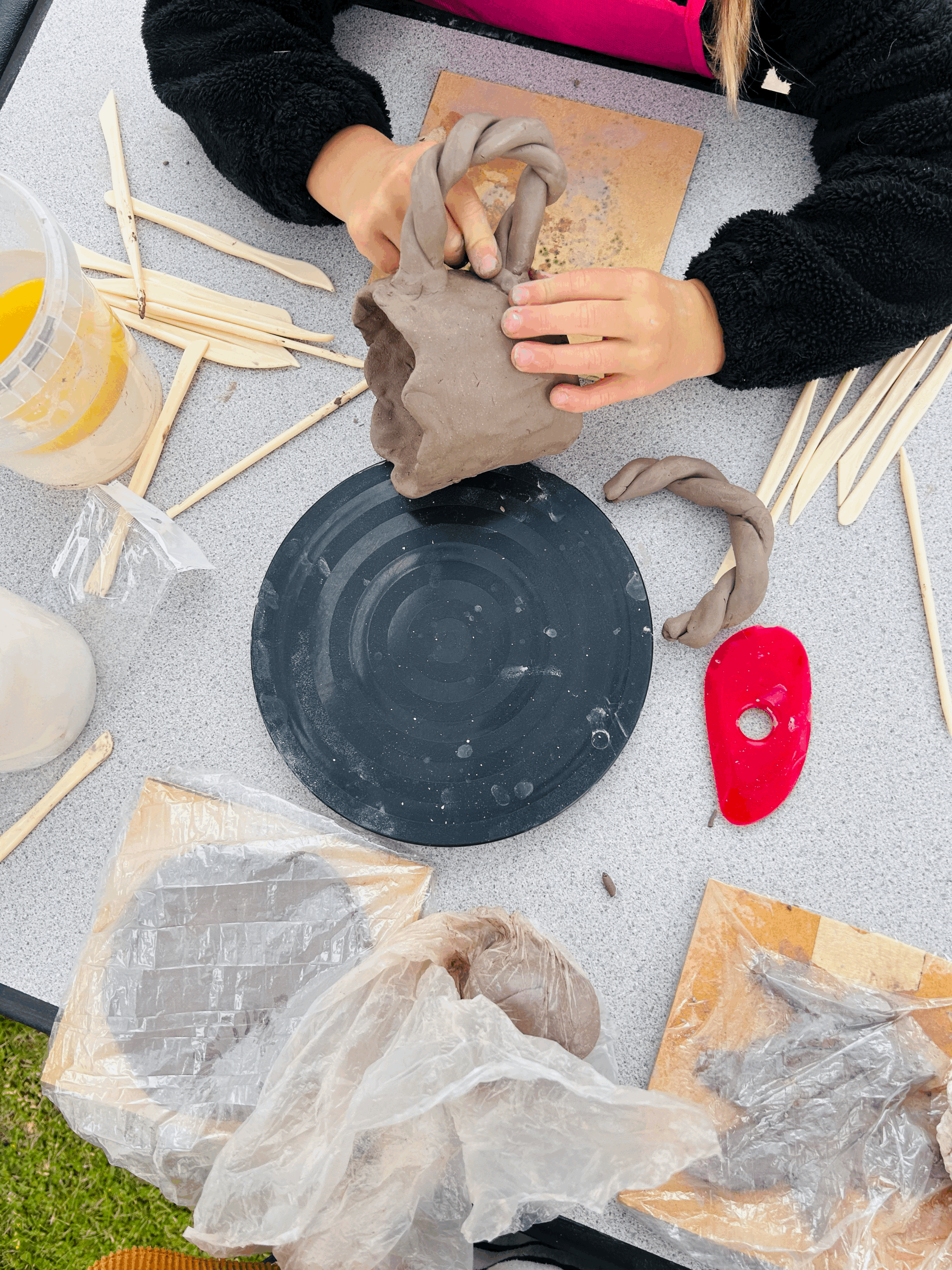Kids hand building pottery workshop