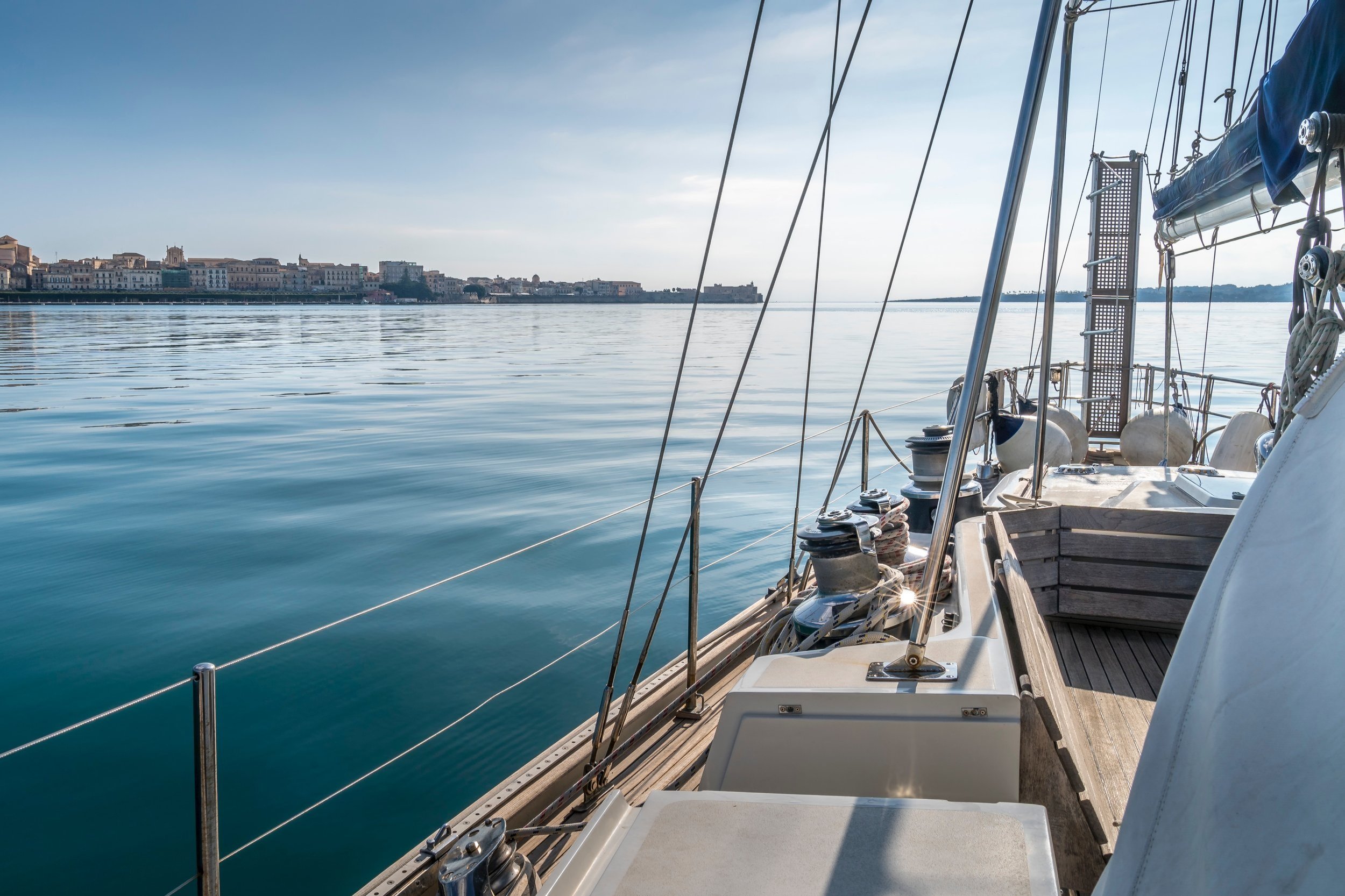 Enjoying azure blue waters from your luxury catamaran 