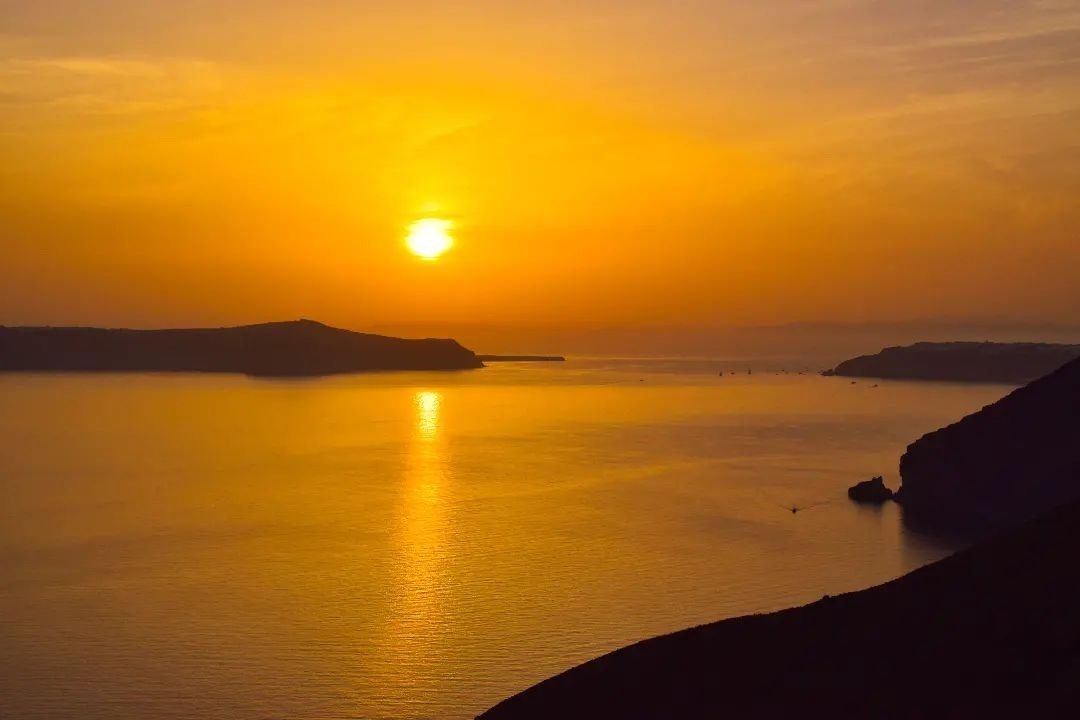 Sunset with caldera views in Santorini