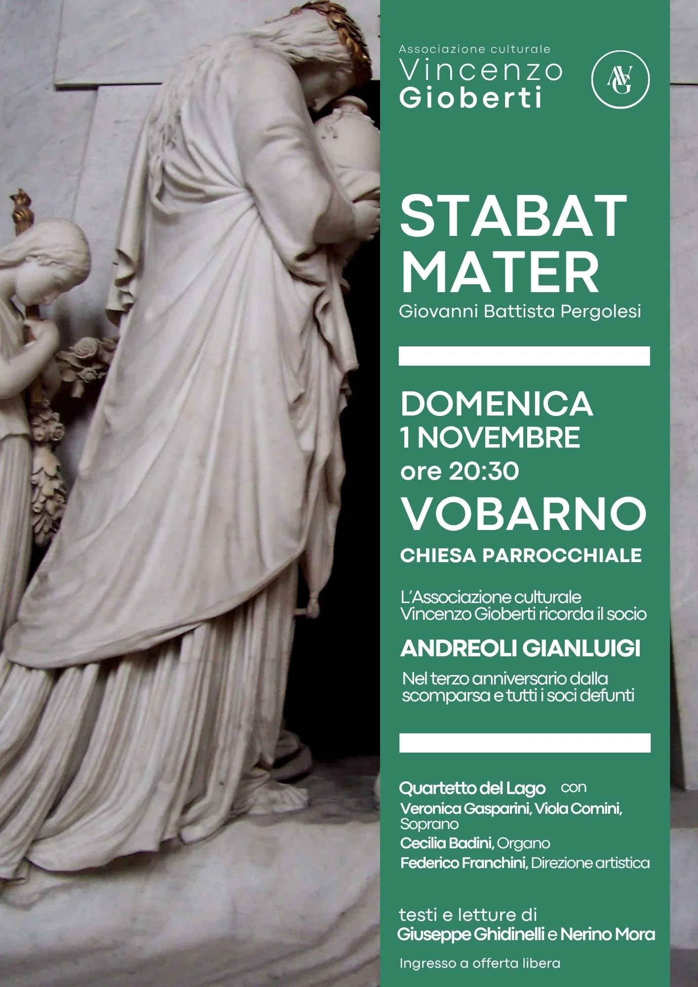 Locandina dello Stabat Mater di Pergolesi a Vobarno, domenica 1 novembre 2026