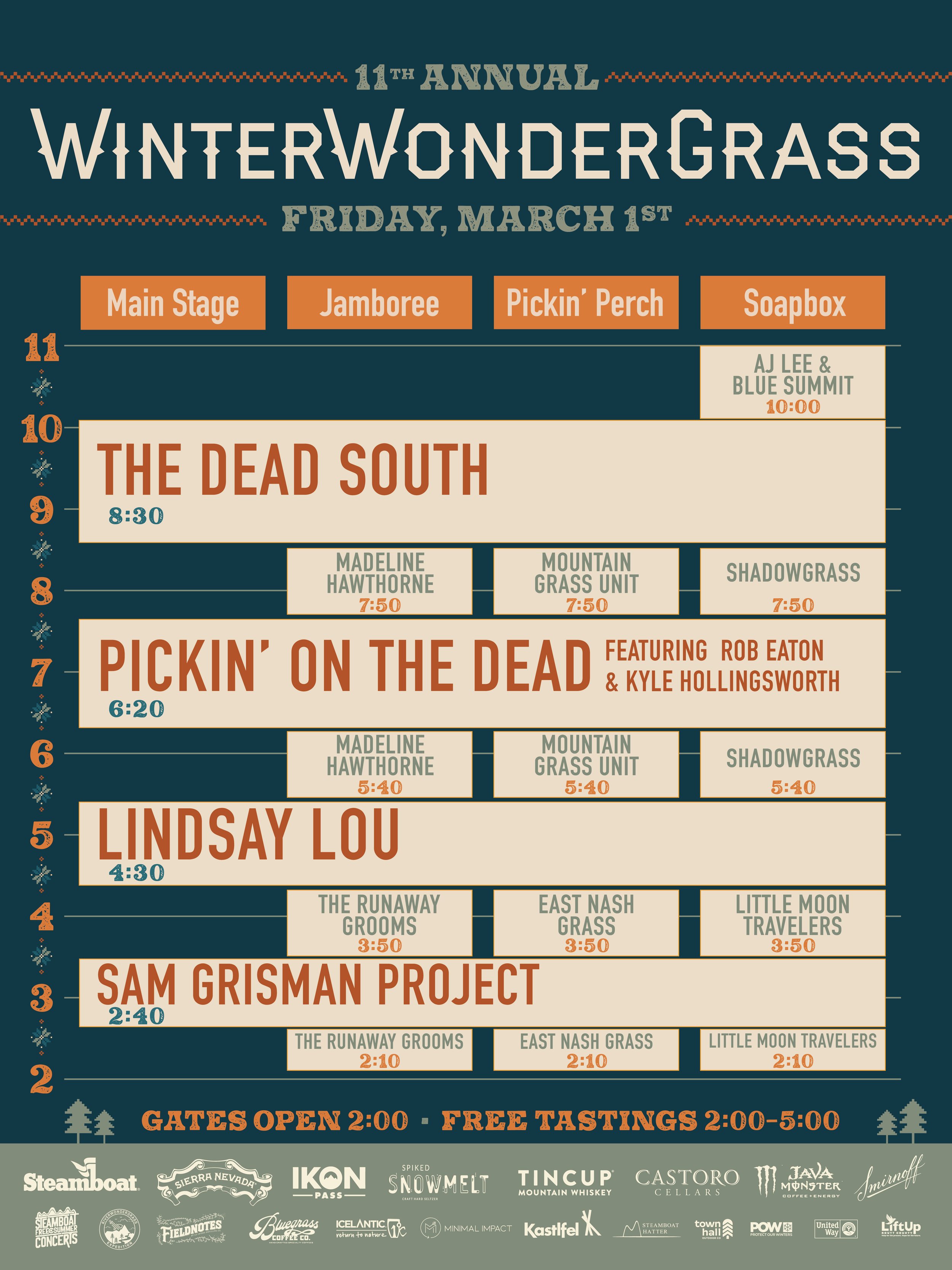 Steamboat - Schedule — WinterWonderGrass Music Festivals