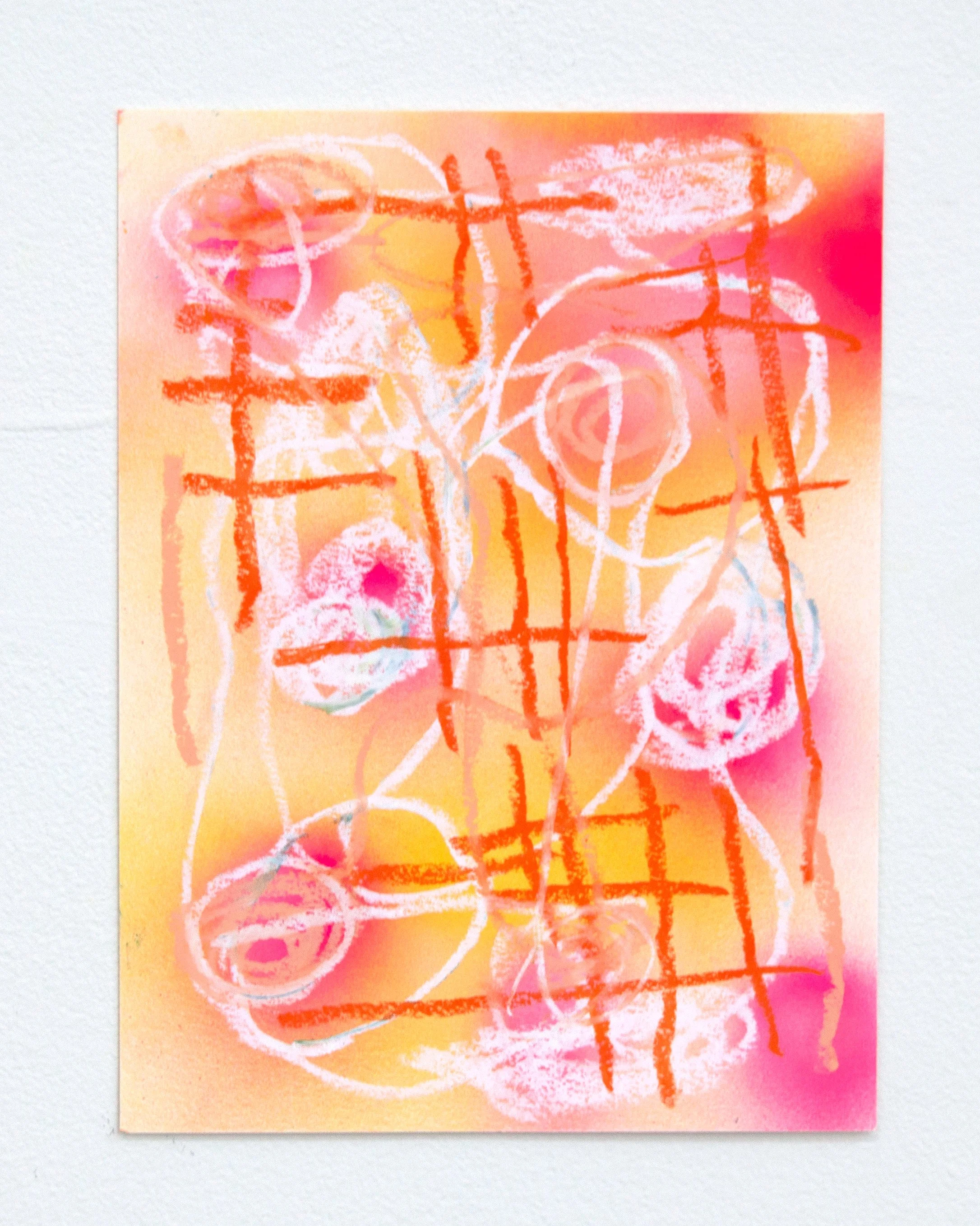 Communications #2, spray paint and oil pastel on paper, 11" x 14"