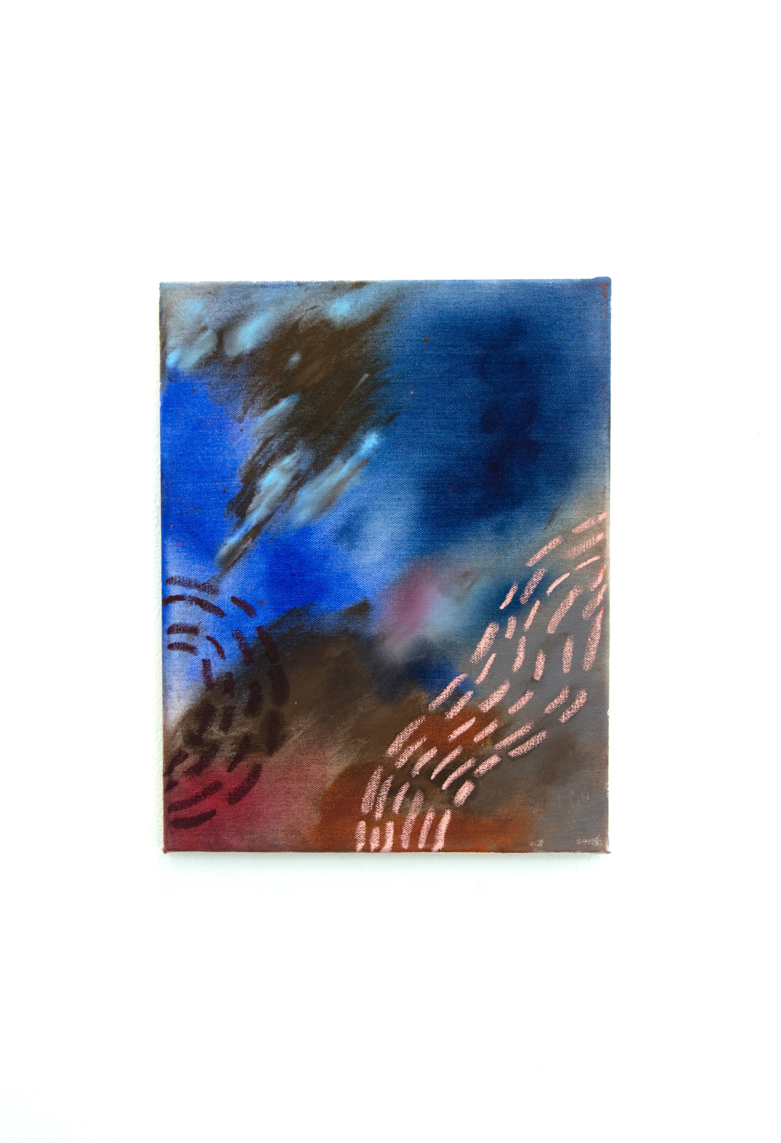 Mapping Terrain 02, 11” x 14”, acrylic ink, oil pastel, and pigment on canvas, $300