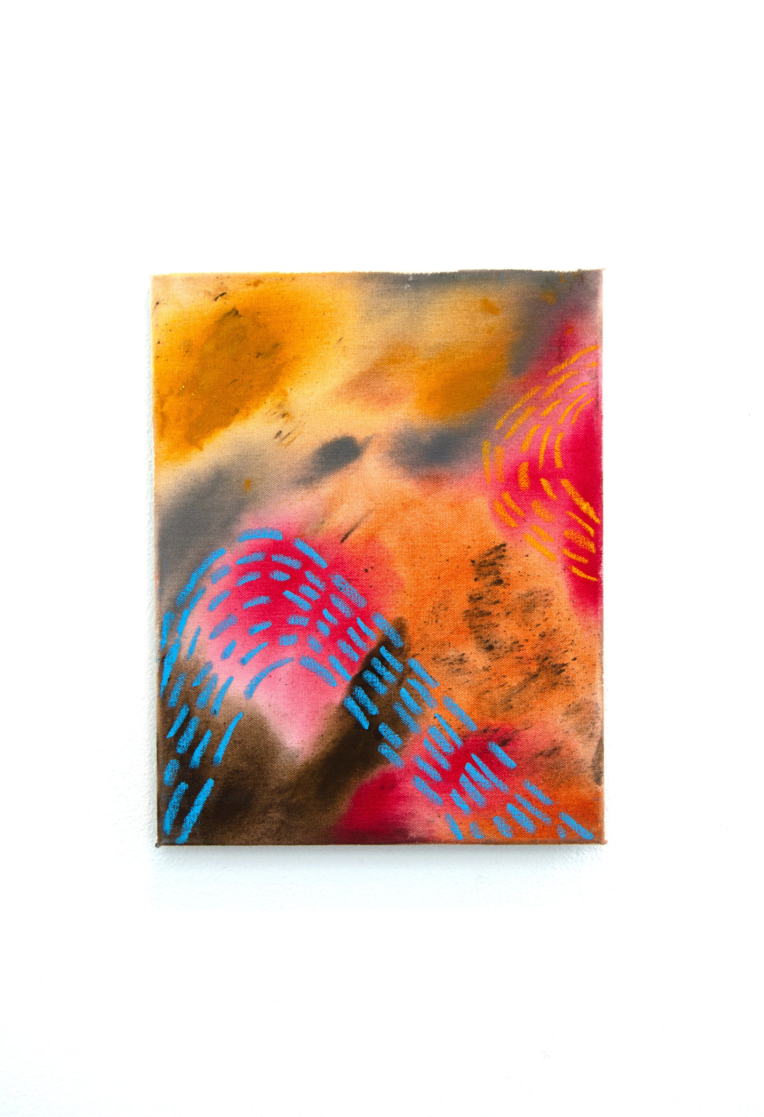 Mapping Terrain 03, 11” x 14”, acrylic ink, oil pastel, and pigment on canvas, $300