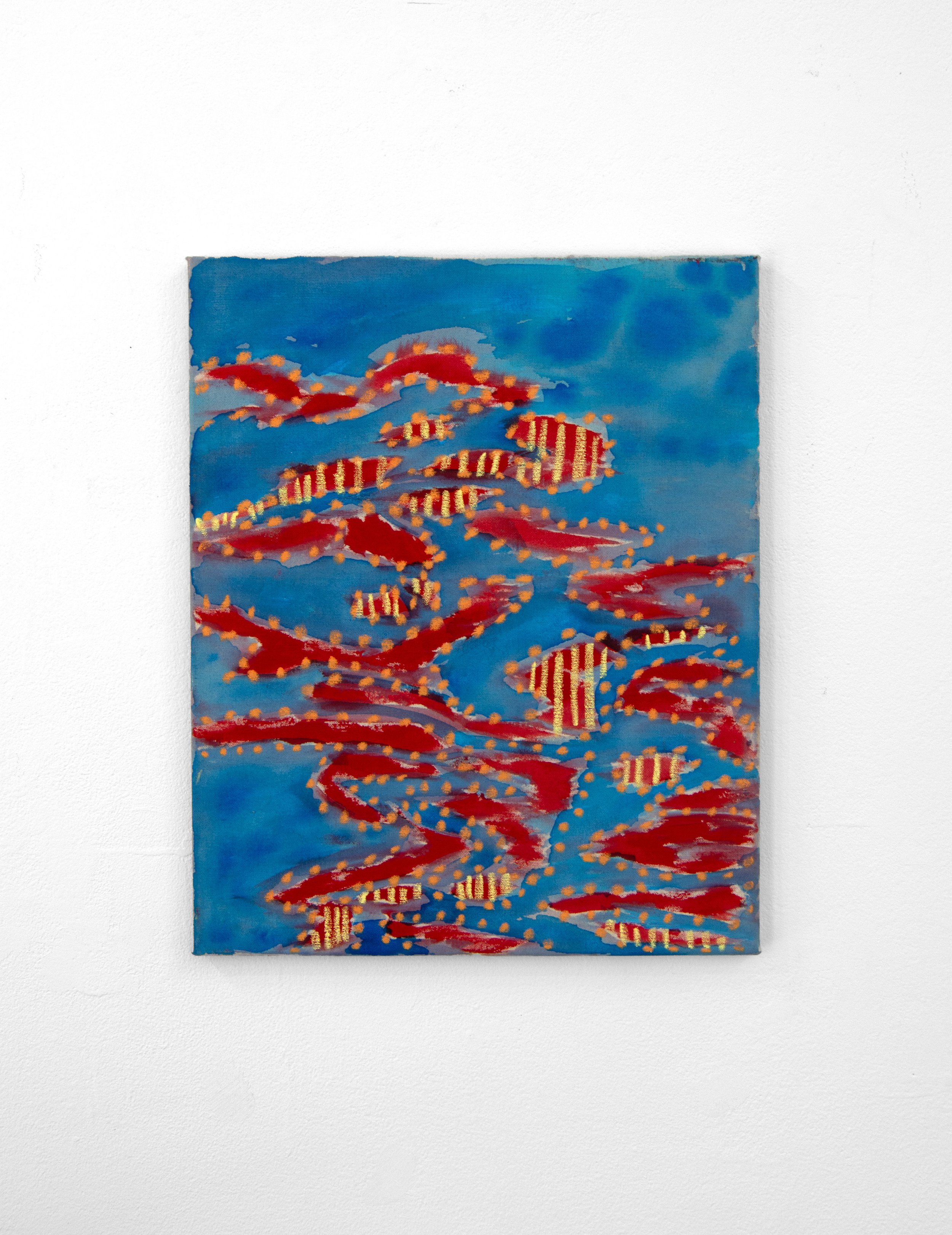 Shadow/Wave Forms, 16” x 20”, acrylic, acrylic ink, and oil pastel on canvas, $450