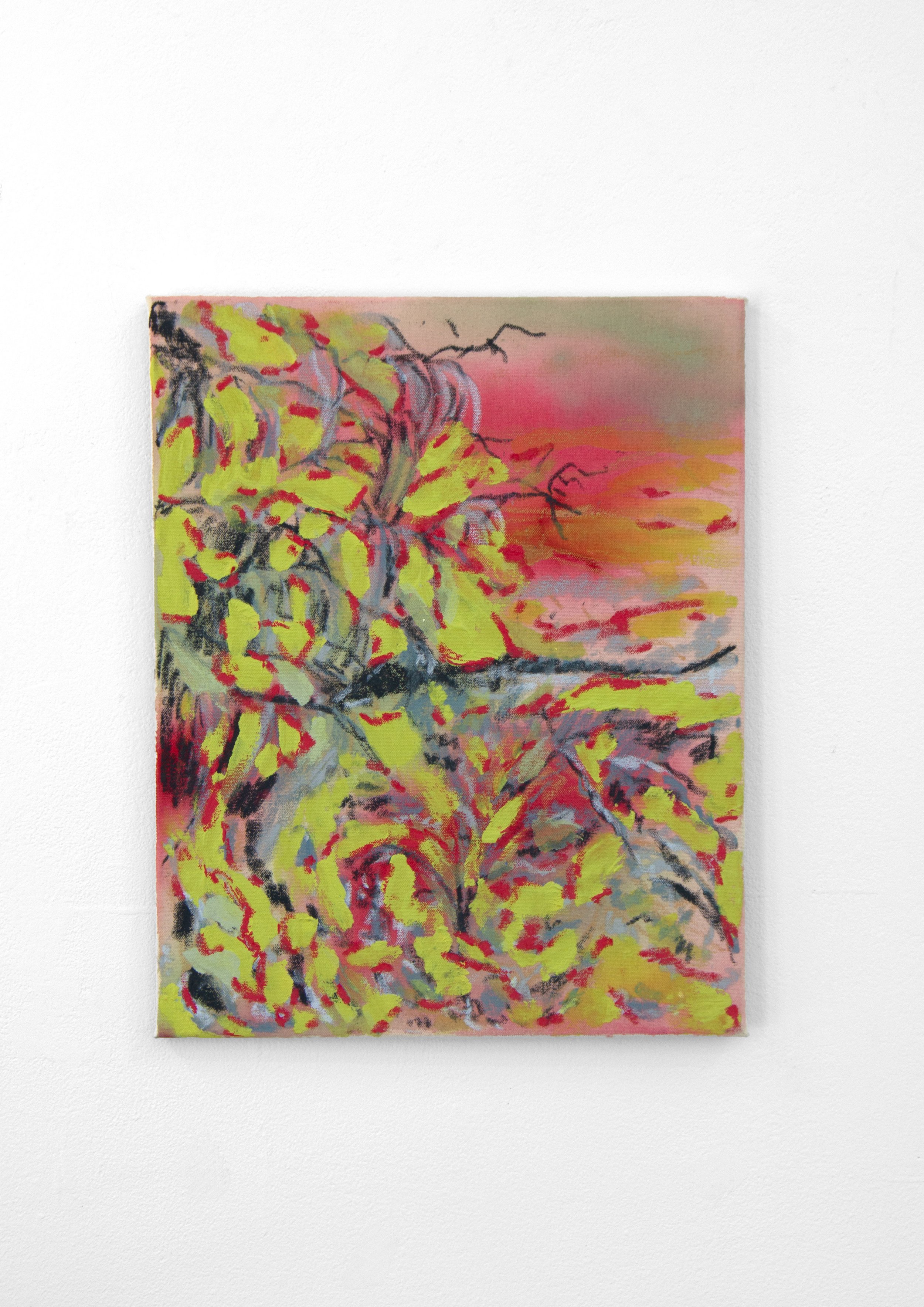 Vanishing Point, 16” x 20”, acrylic, acrylic ink, and oil pastel on canvas, $450