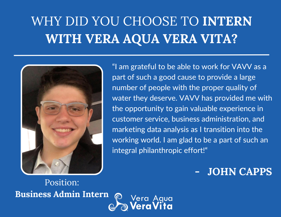 John Capps volunteers as Business Administrative Intern for Vera Aqua Vera Vita. 