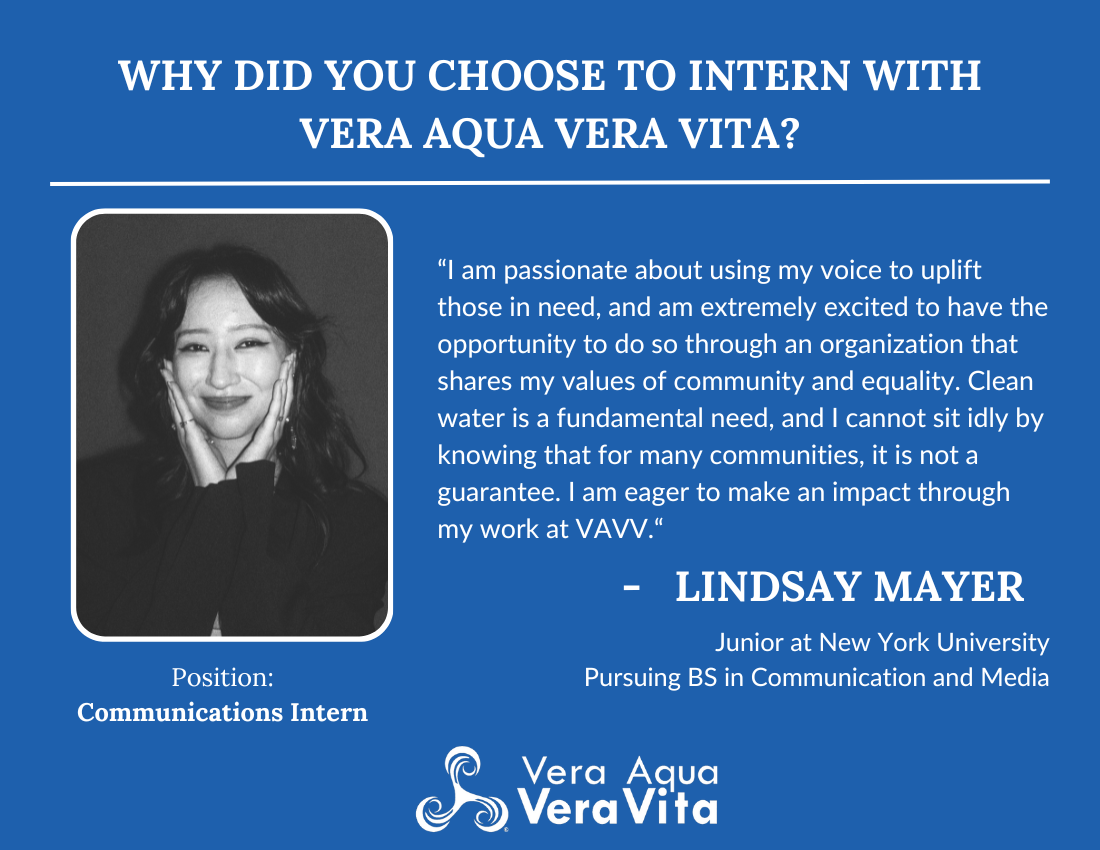 Lindsay Mayers interns with Vera Aqua Vera Vita's Communications Team.