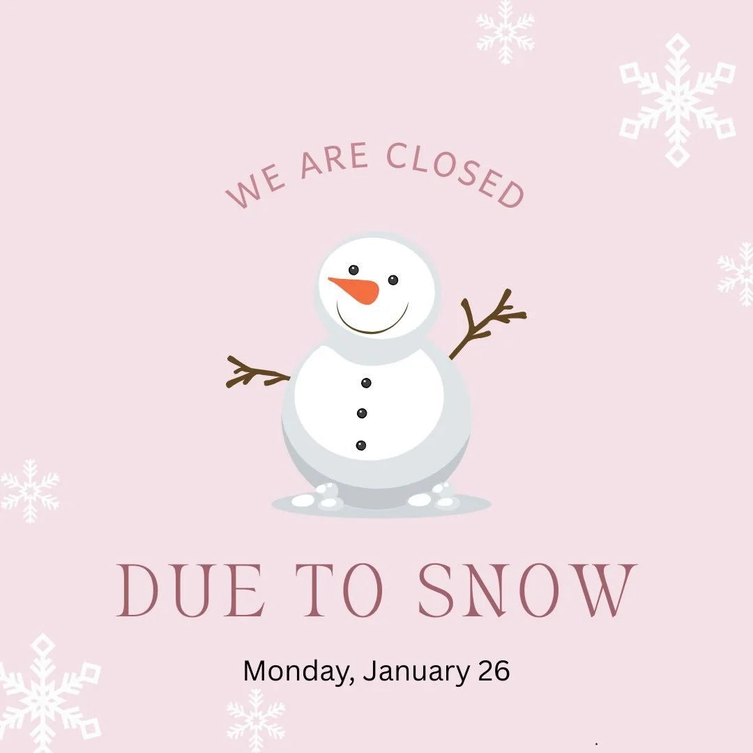 Both studio locations will be closed Monday, January 26th due to snow. ❄️☃️ Be safe and stay warm!