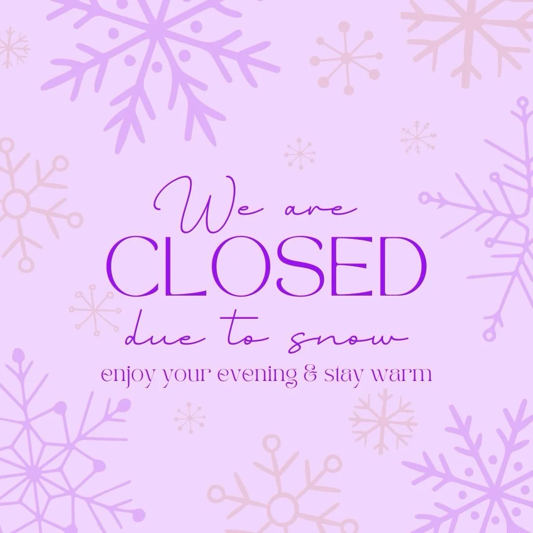 Both studios will be closed tonight Monday, February 23rd due to snow! Enjoy your evening &amp; stay warm ❄️