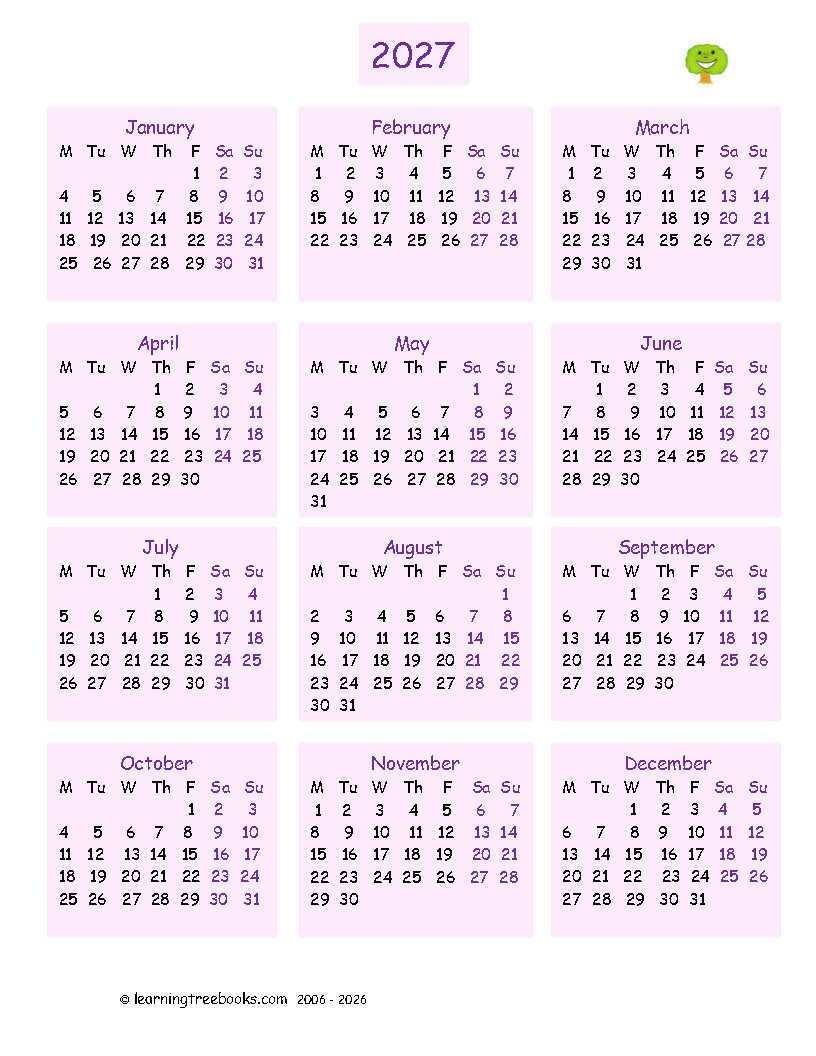 Calendar 2027