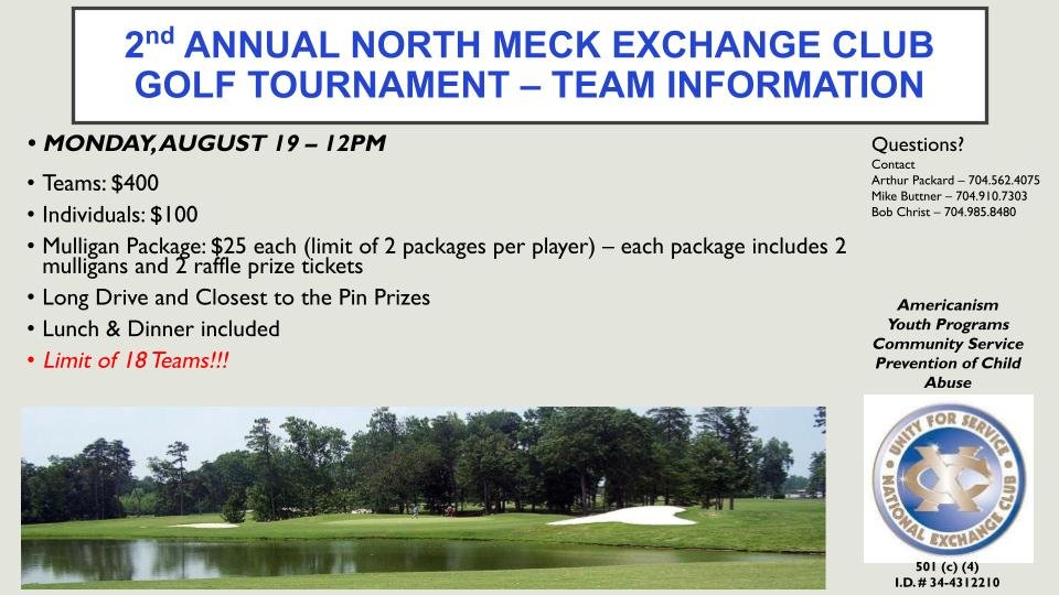 2024 Golf Tournament — North Meck Exchange Club