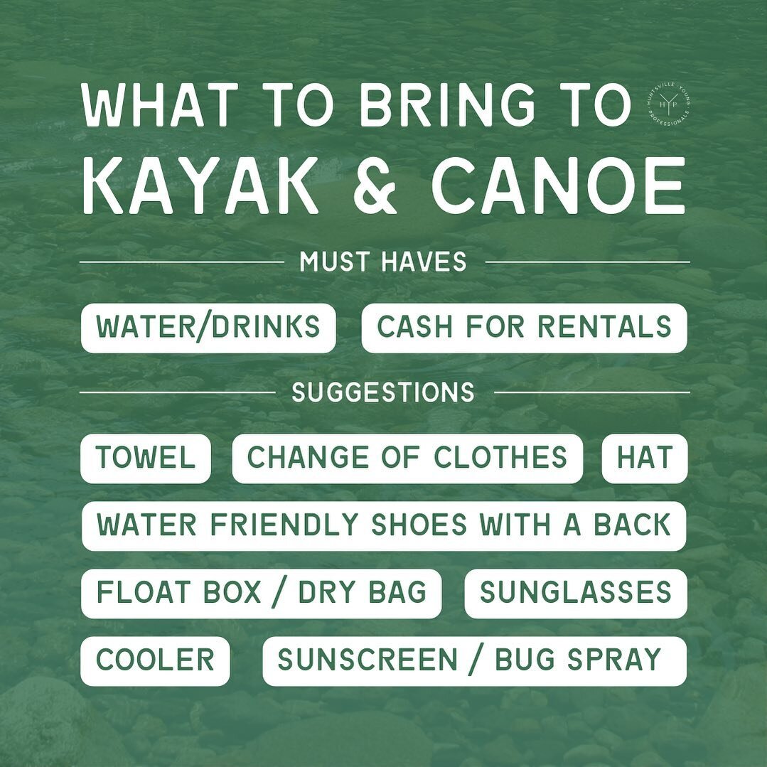 🛶 coming to kayak &amp; canoe this Saturday? Here&rsquo;s our suggestions for what to bring!