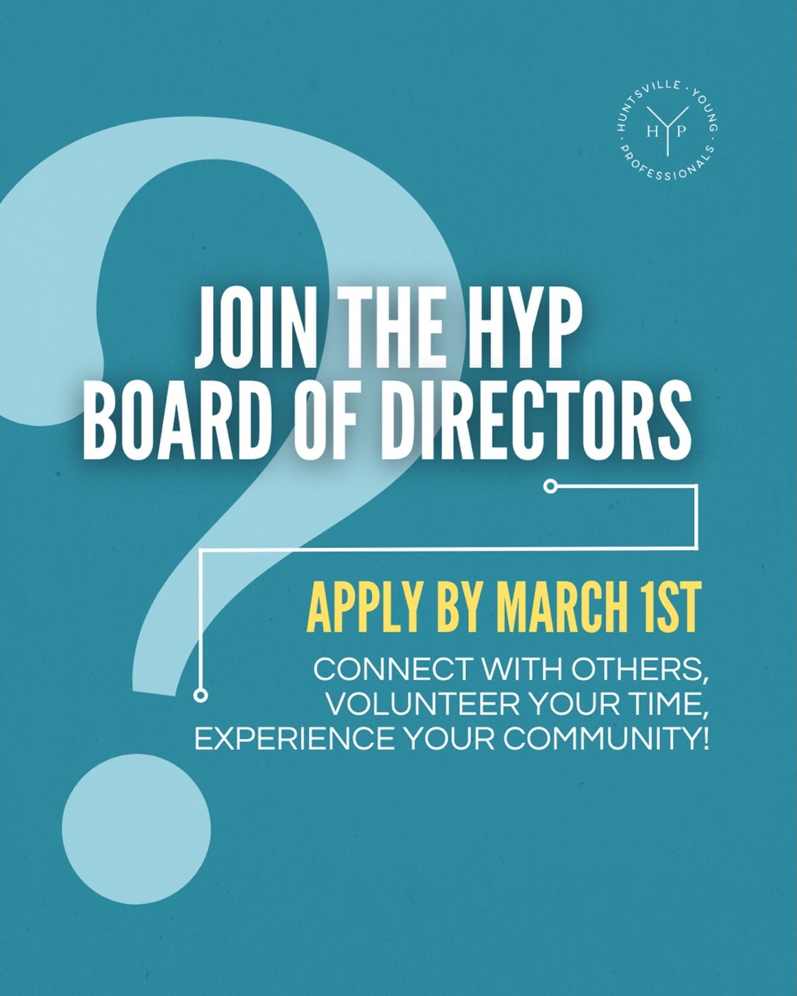 ✨ Join the HYP Board &ndash; Applications Now Open! ✨

Want to help shape the future of Huntsville Young Professionals? This is your chance! We&rsquo;re accepting applications for the HYP Board of Directors and we&rsquo;re looking for driven, passion